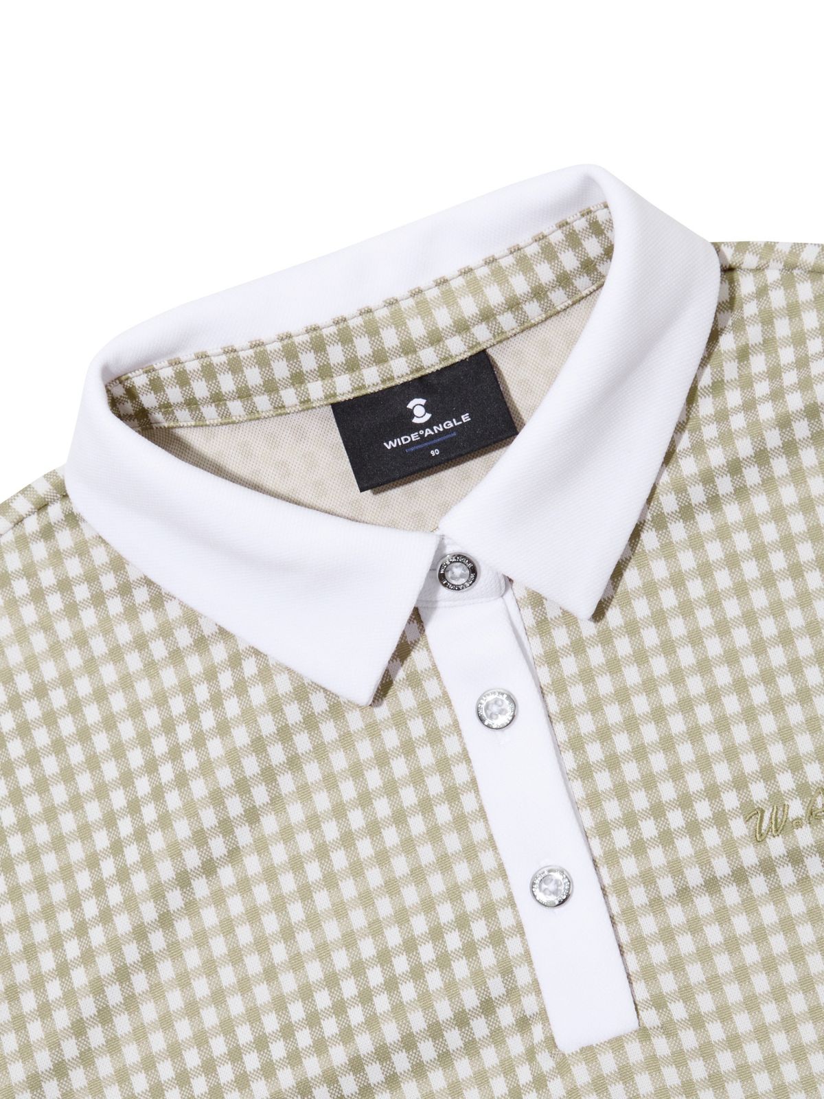 와이드앵글(WIDEANGLE) CO 깅엄 체크 5부 폴로 티셔츠 L_Beige