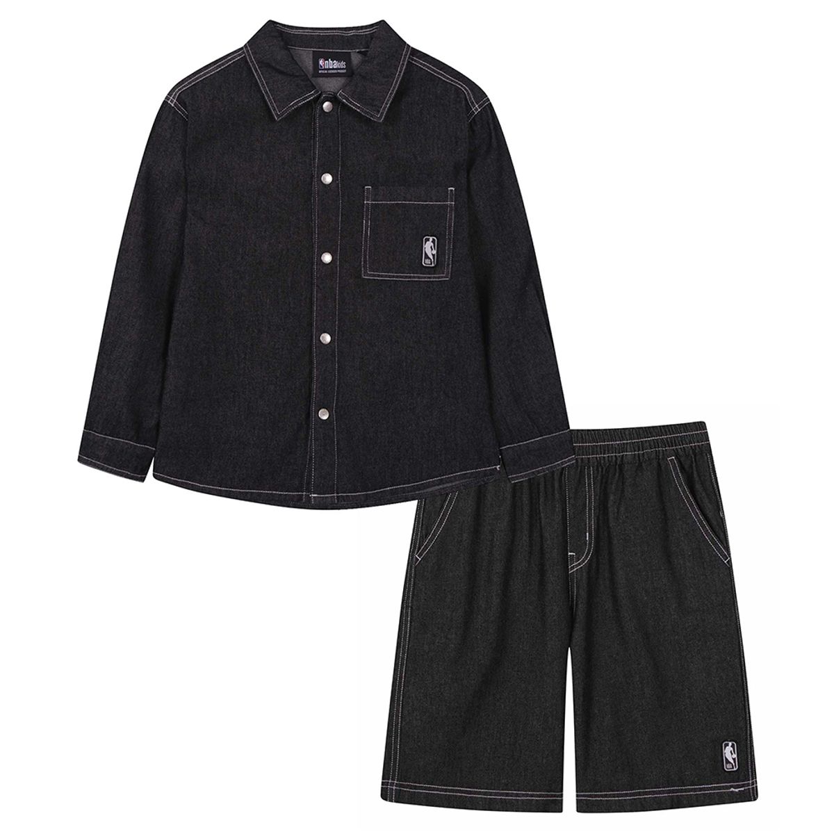 엔비에이 키즈(NBA KIDS) 데님 셔츠 세트(K261ST120P) 블랙