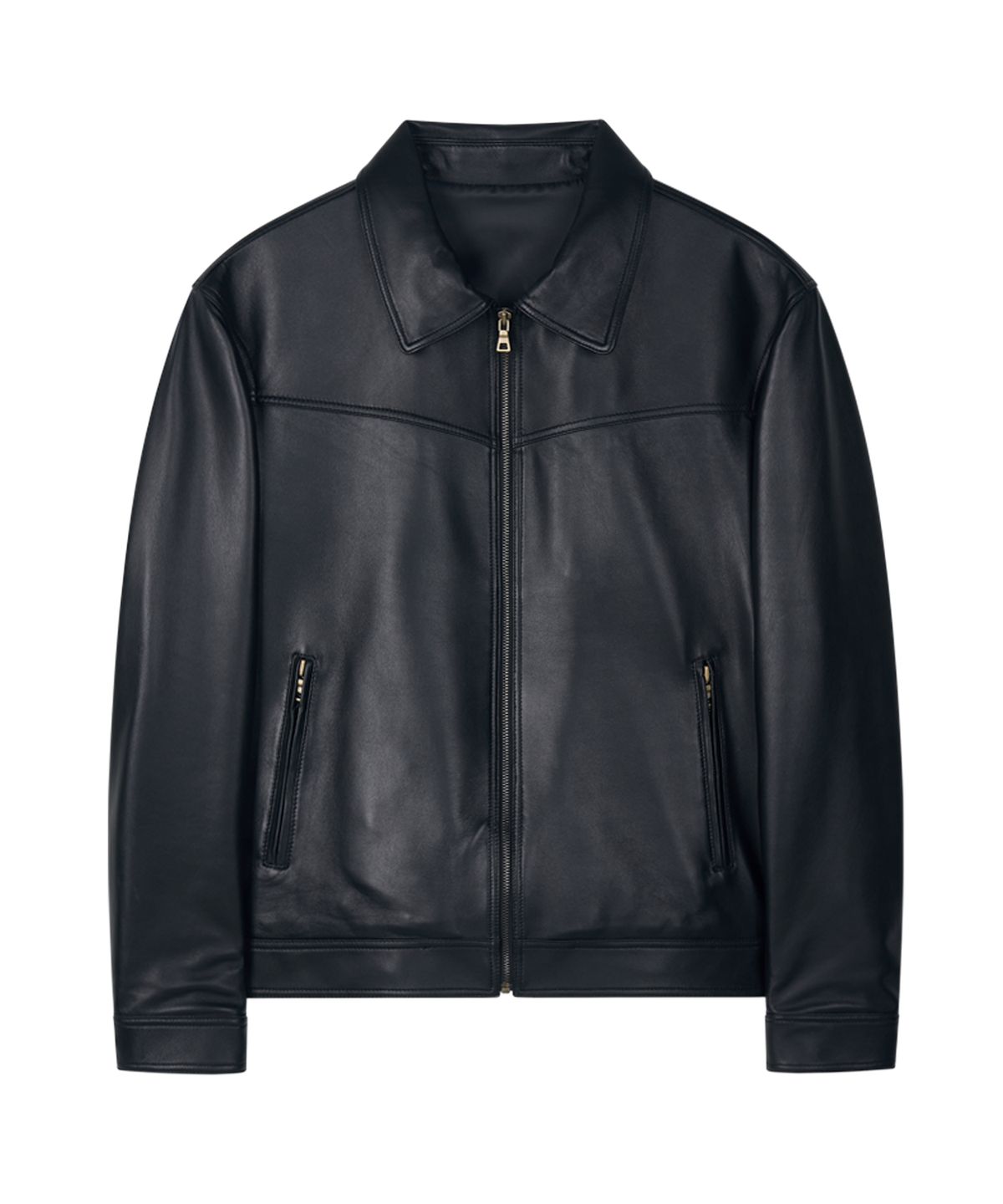 스트라이크(STRIKE) Panel Zip Lambskin Jacket (BLACK)