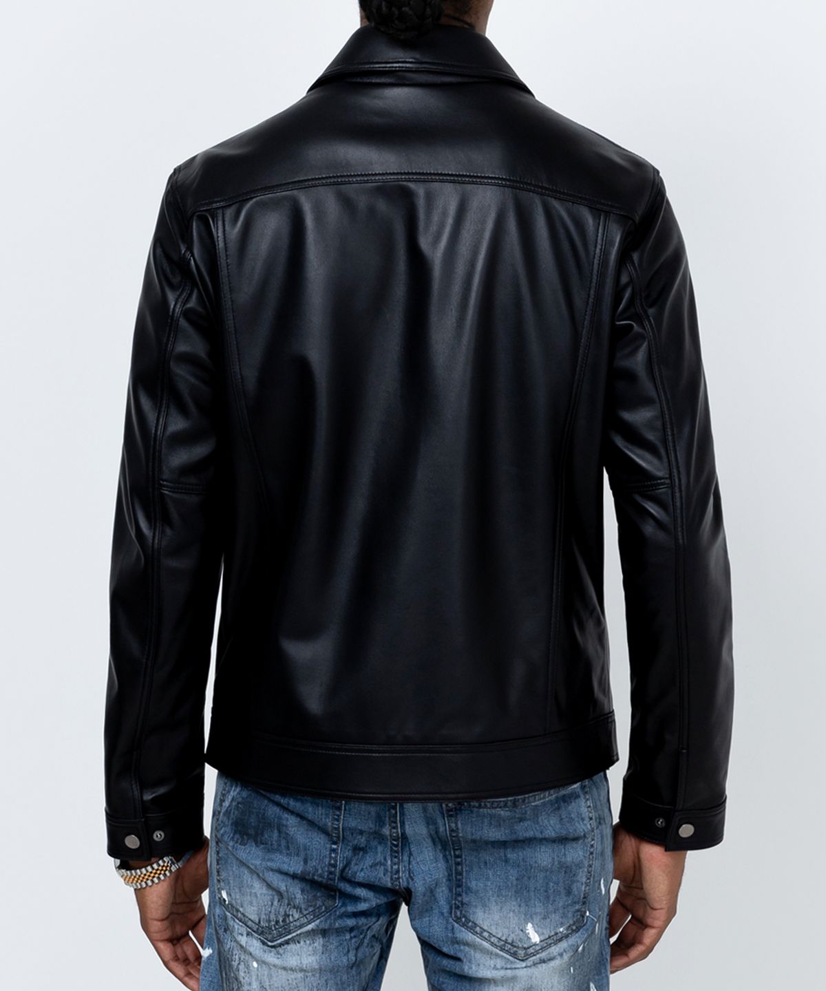 스트라이크(STRIKE) Panel Zip Lambskin Jacket (BLACK)