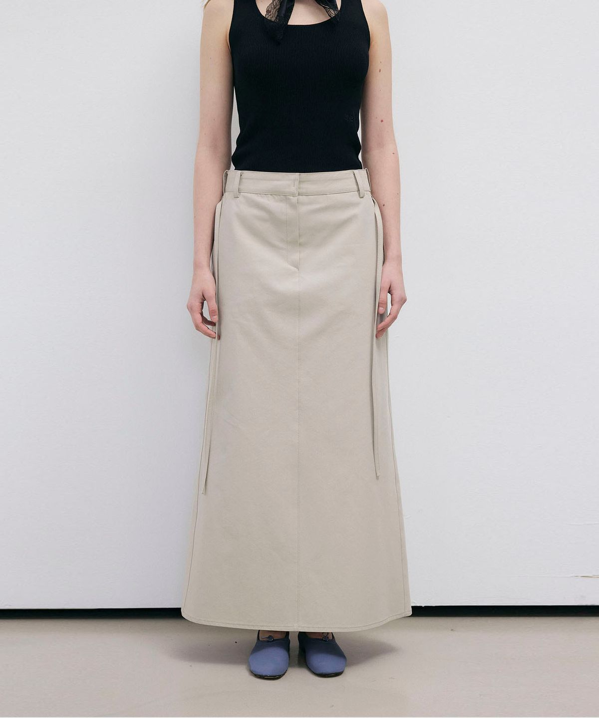 씨커슨(CKUSUN) COTTON BLEND MAXY SKIRT - BEIGE