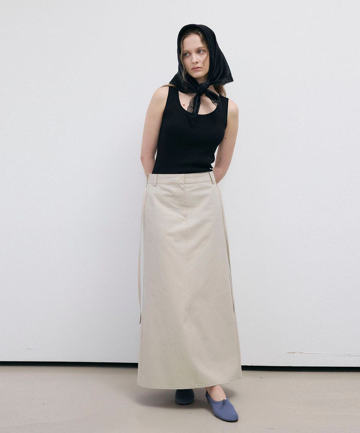 씨커슨(CKUSUN) COTTON BLEND MAXY SKIRT - BEIGE