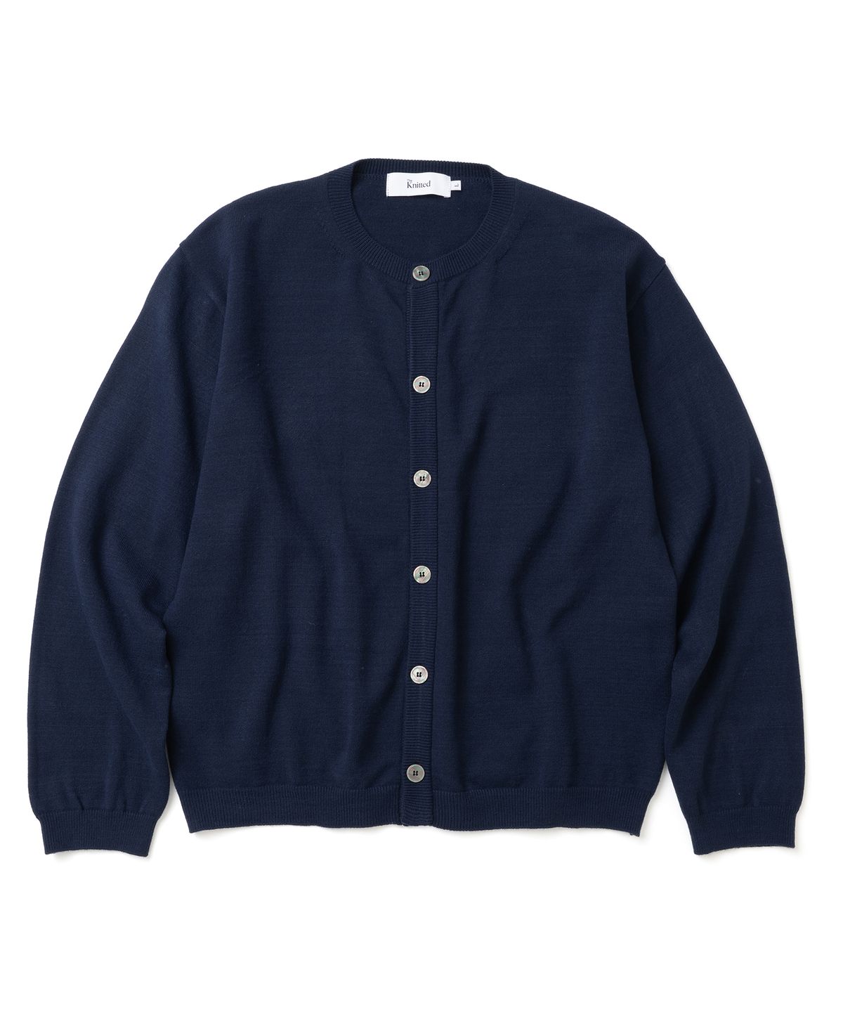 니티드(KNITTED) 베이직 에센셜 크롭 라운드 가디건 NAVY