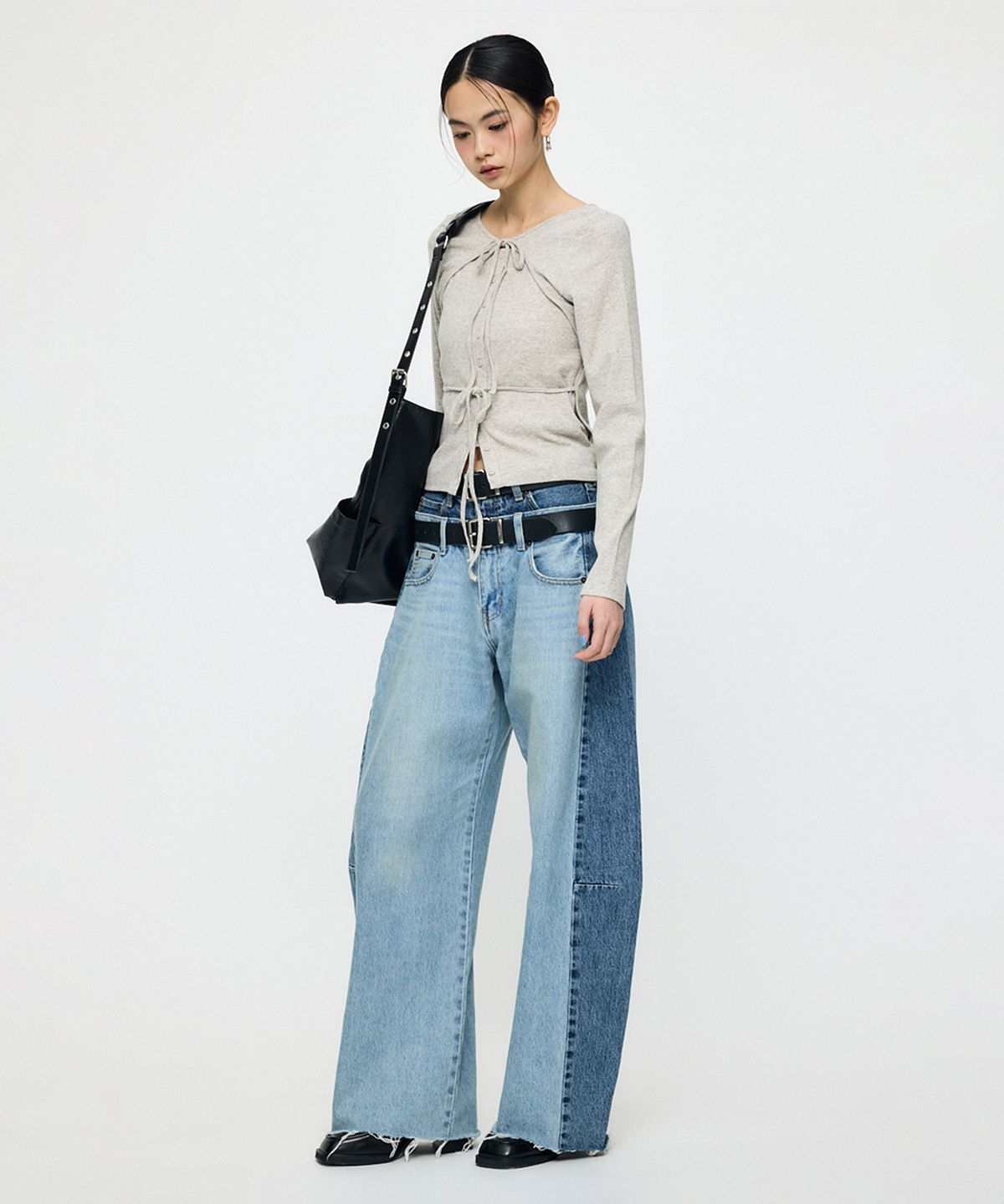 인사일런스 우먼(INSILENCE WOMEN) [MOUSSY] LAYER CUT TOP LIGHT GREY