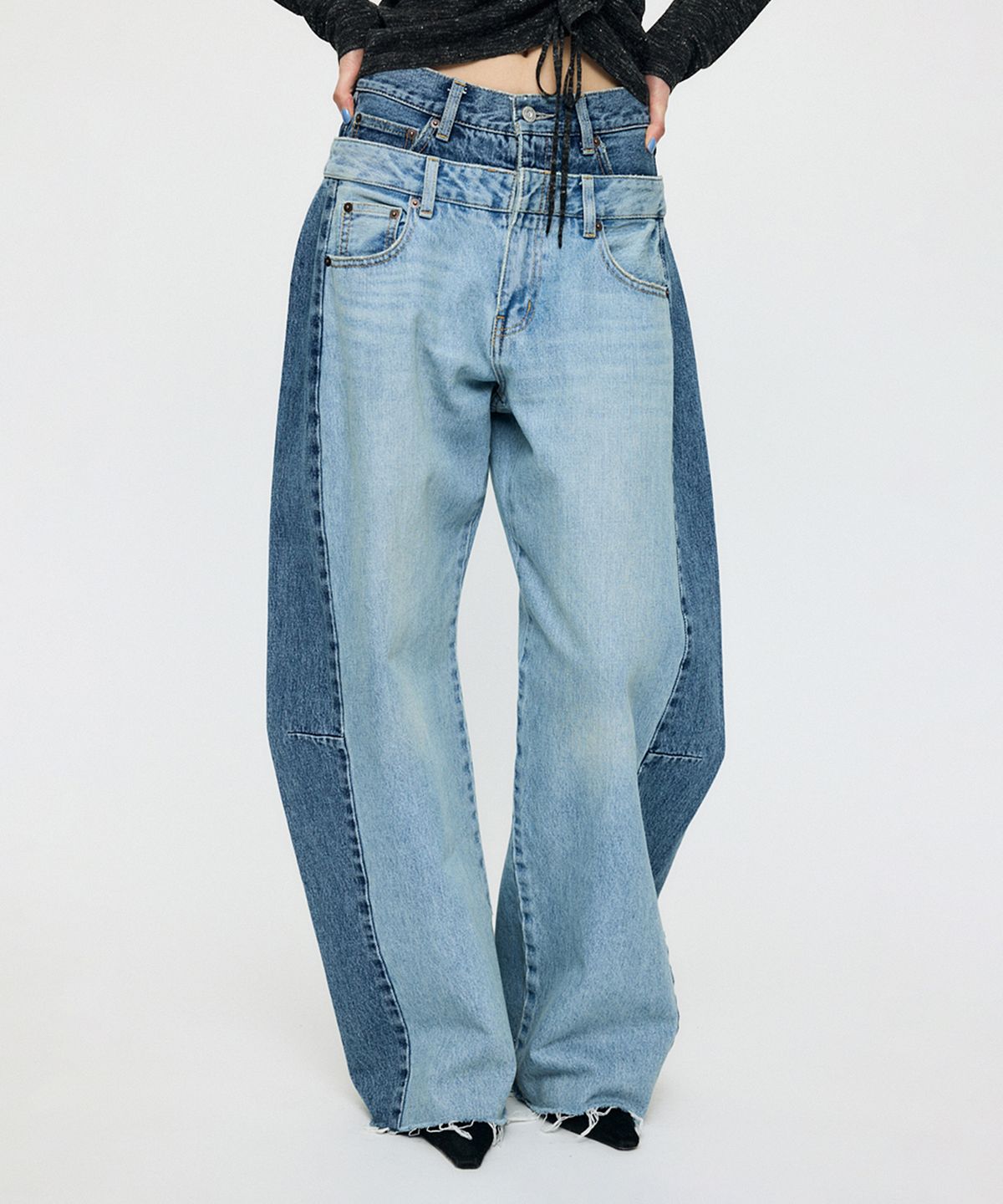 인사일런스 우먼(INSILENCE WOMEN) [MOUSSY] DOUBLE WAIST BAGGY LIGHT BLUE