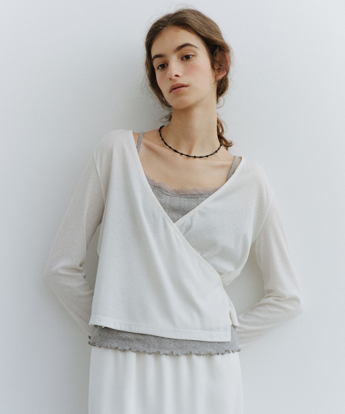 유라고(URAGO) Ribbed wrap cardigan