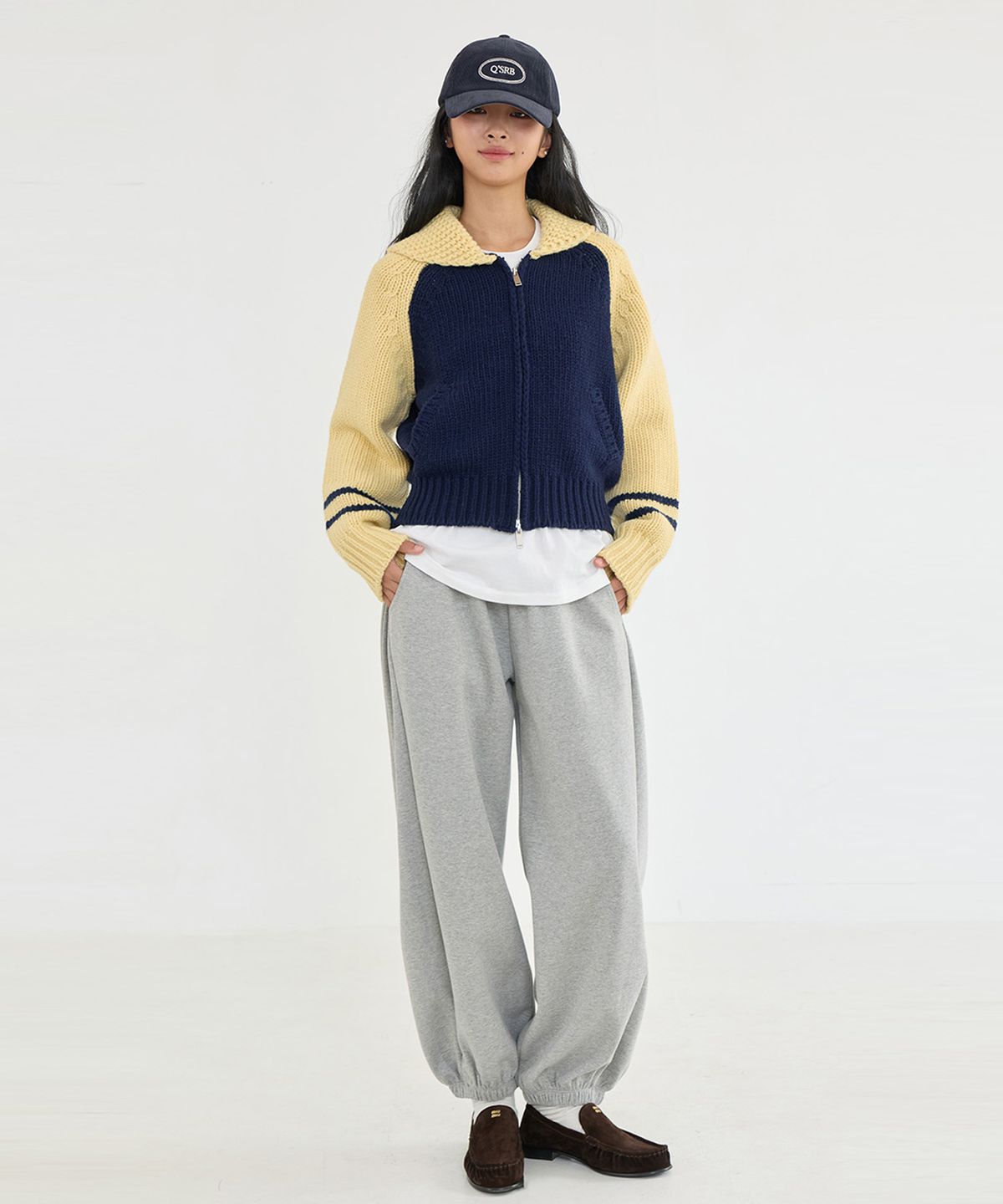 퀸스래빗(Q'SRB) QSRB Point Coloring knitwear zip-up