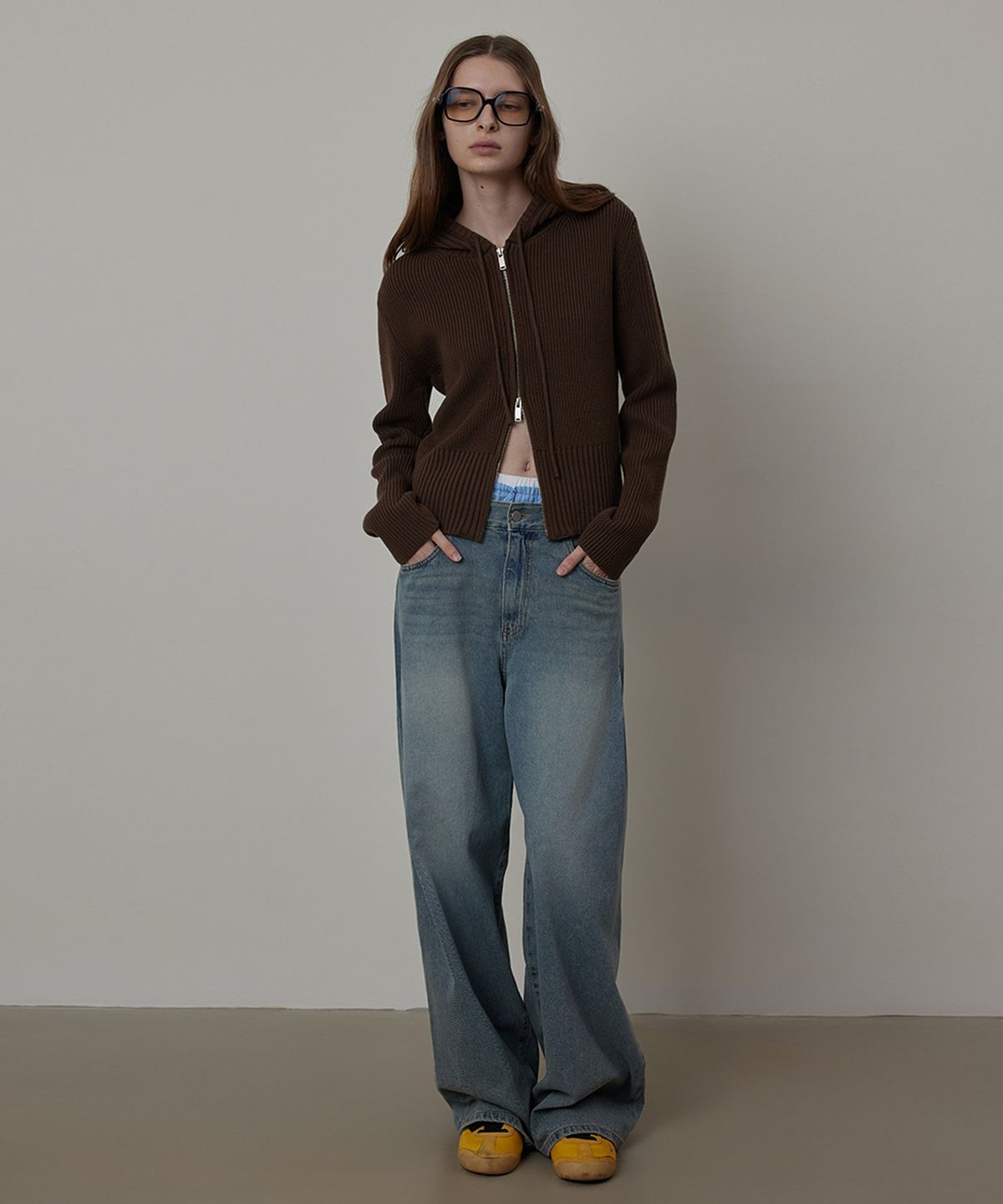 퀸스래빗(Q'SRB) Side-tuck Vintage Real Wide Denim Pants_BLUE