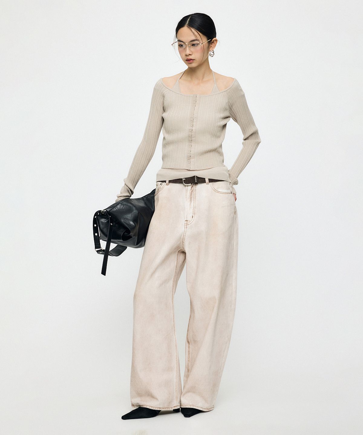 인사일런스 우먼(INSILENCE WOMEN) [MOUSSY] OFF SHOULDER KNIT GREIGE