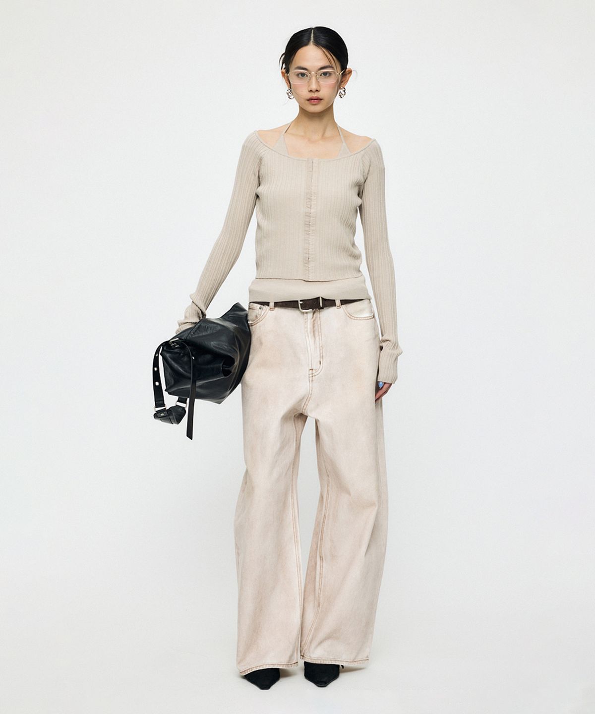 인사일런스 우먼(INSILENCE WOMEN) [MOUSSY] OFF SHOULDER KNIT GREIGE
