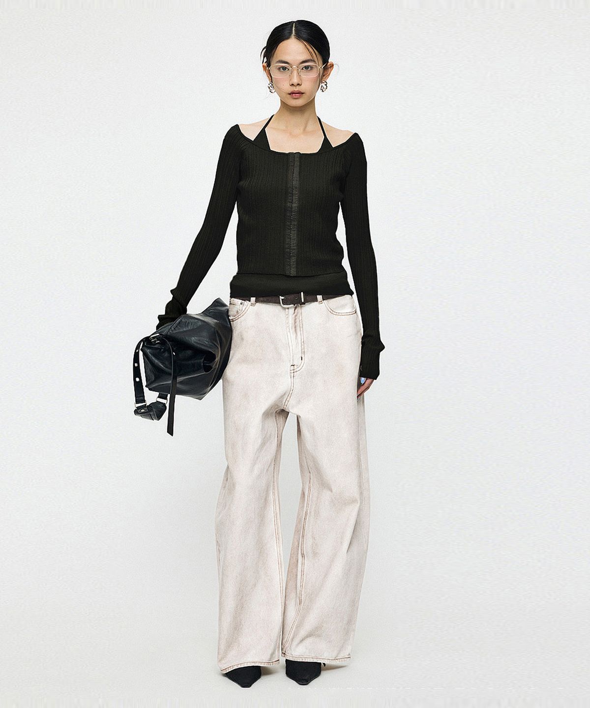 인사일런스 우먼(INSILENCE WOMEN) [MOUSSY] OFF SHOULDER KNIT BLACK
