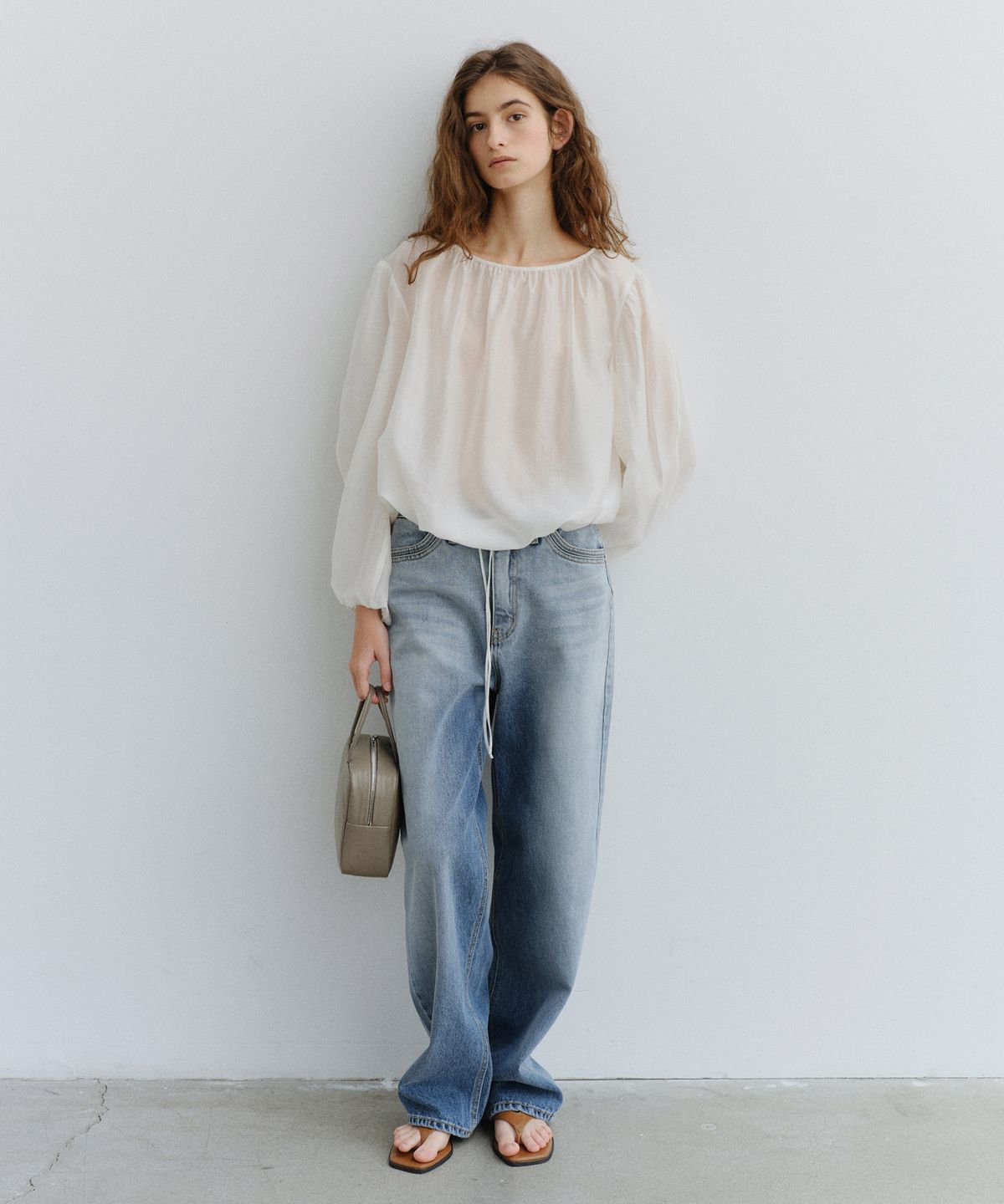 유라고(URAGO) Sheer shirring blouse