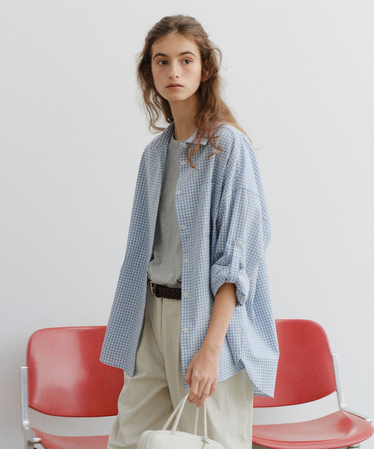유라고(URAGO) Spring roll-up check shirt
