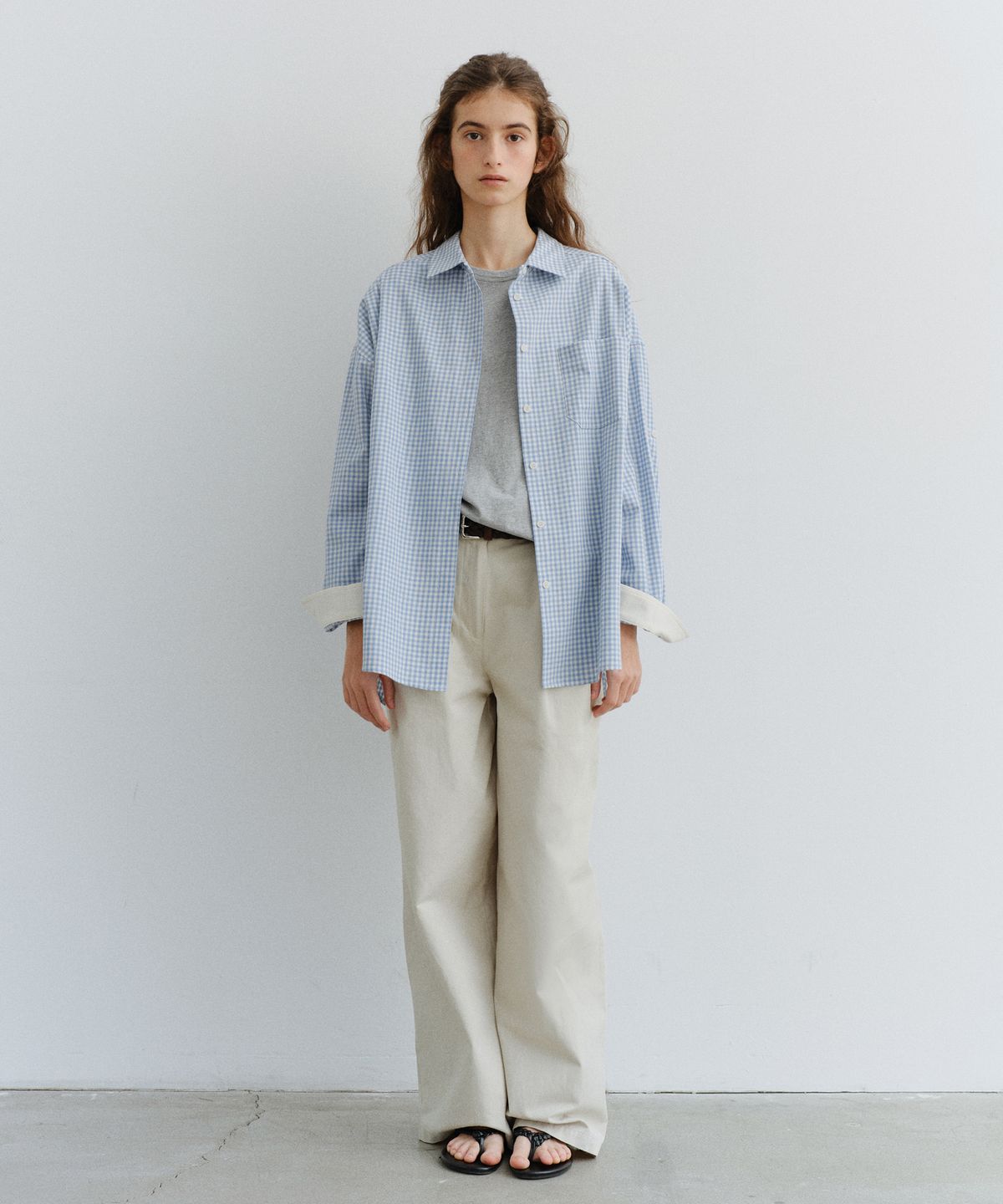 유라고(URAGO) Spring roll-up check shirt