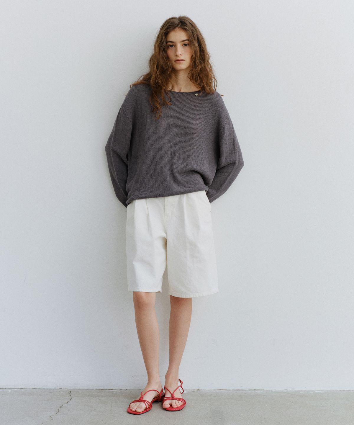 유라고(URAGO) Pearl button boatneck knit