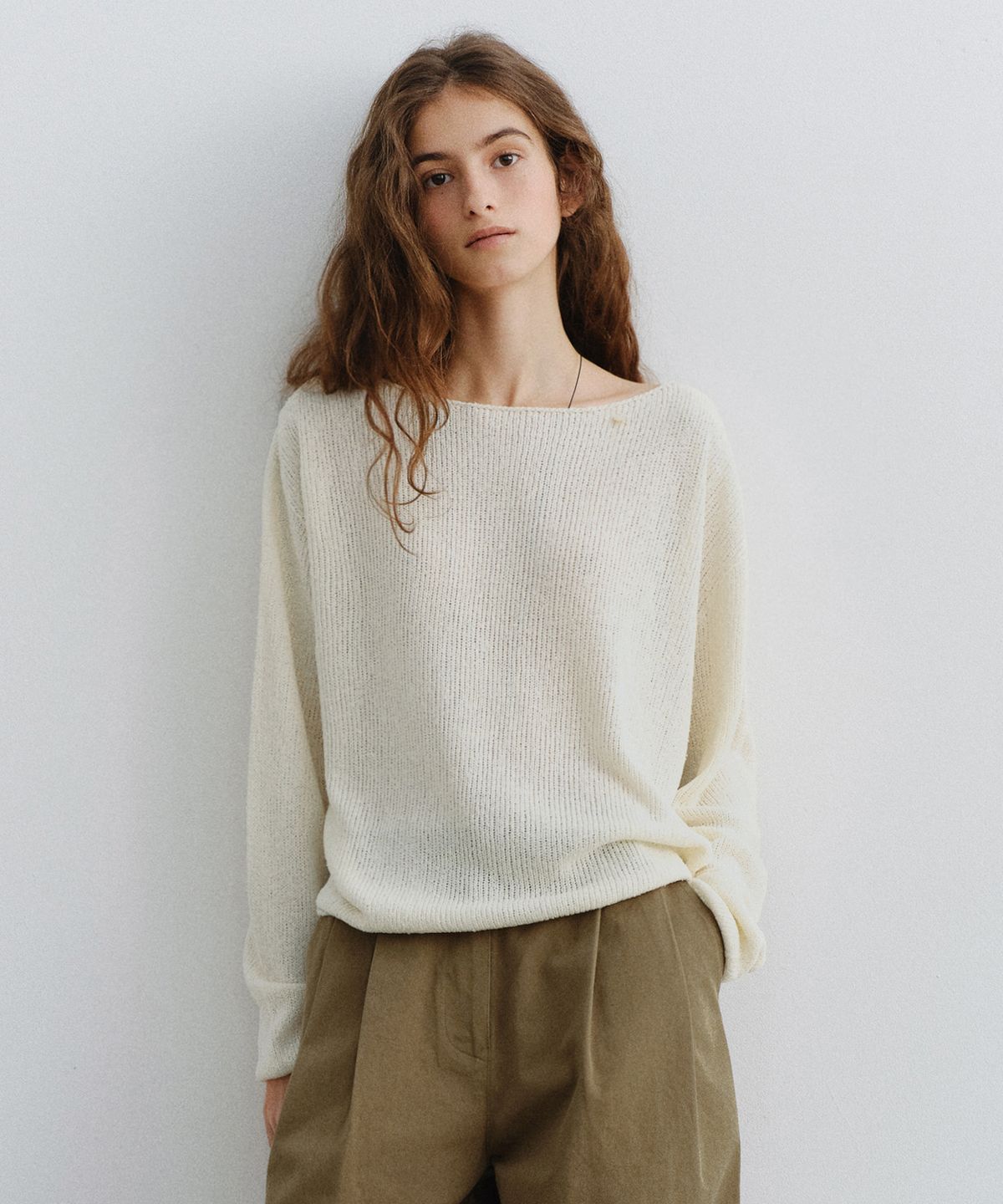 유라고(URAGO) Pearl button boatneck knit