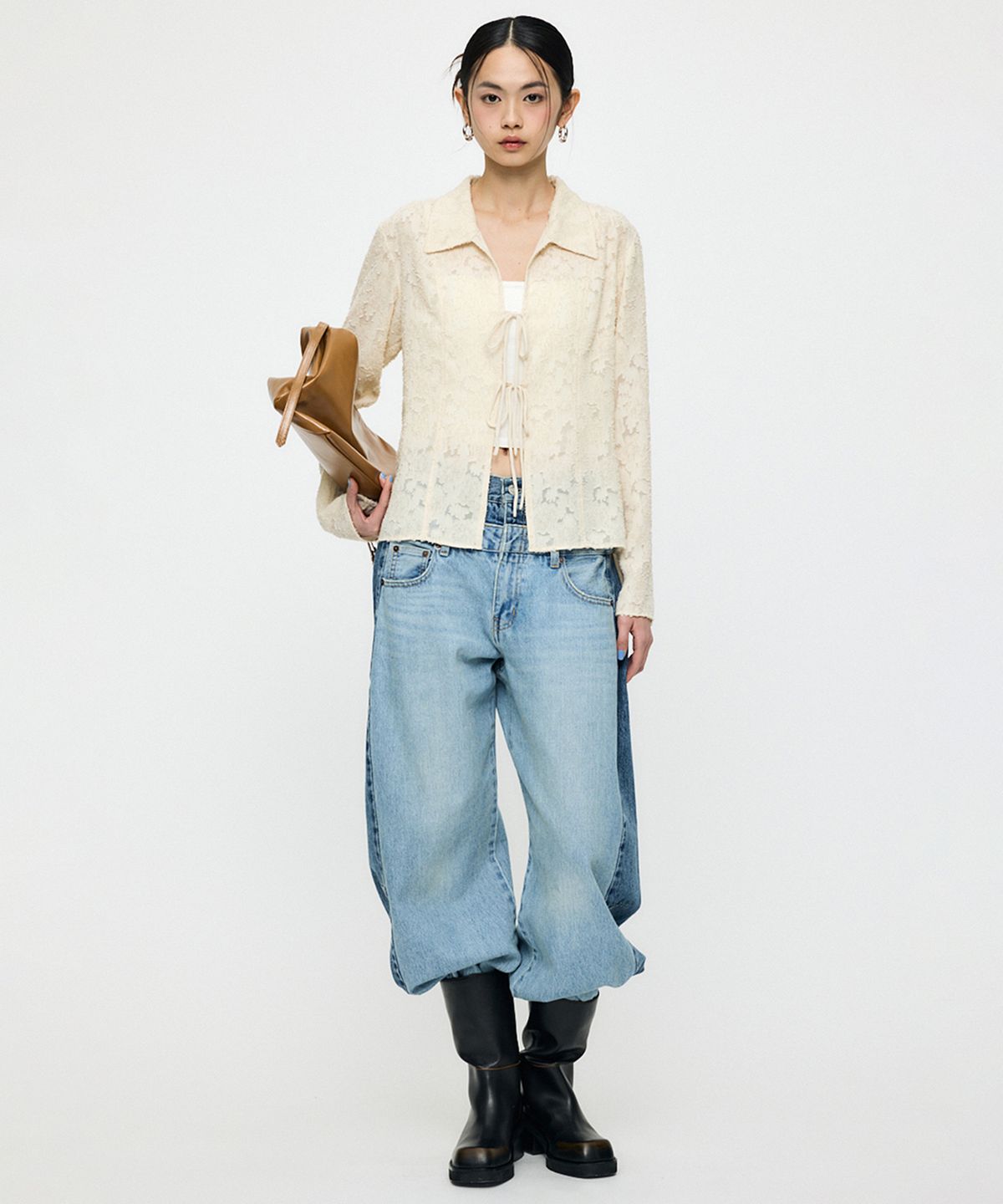 인사일런스 우먼(INSILENCE WOMEN) [MOUSSY] SQUARE TOE BOOTS DARK BROWN