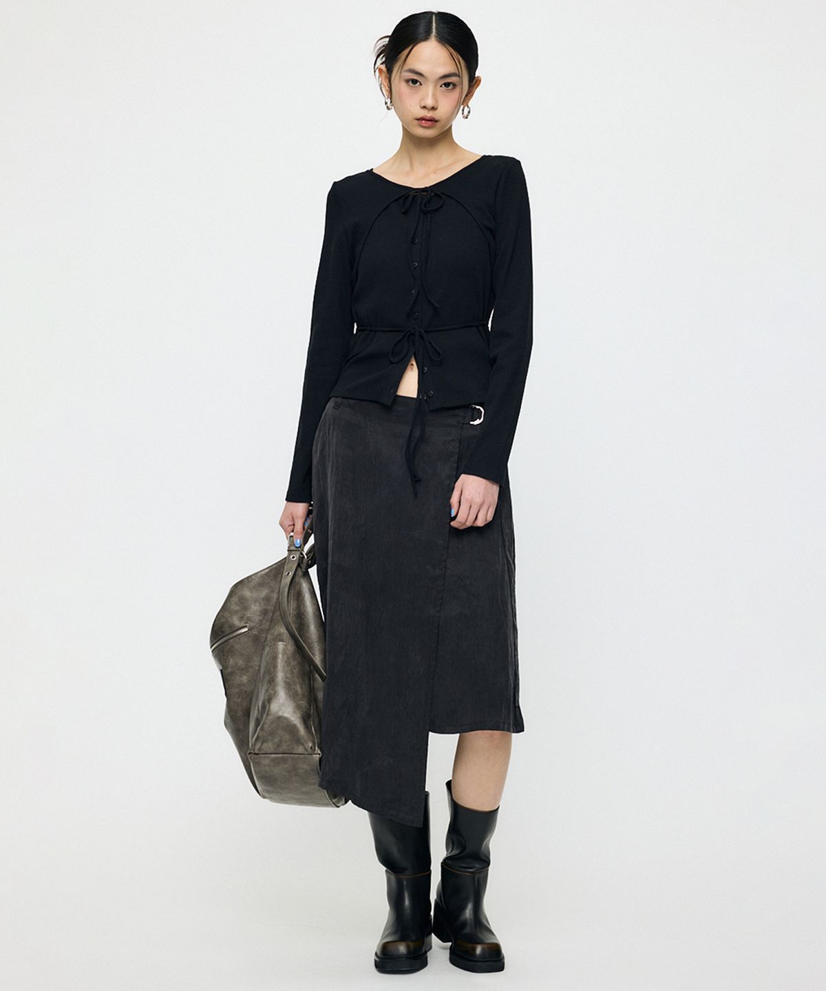 인사일런스 우먼(INSILENCE WOMEN) [MOUSSY] SQUARE TOE BOOTS DARK BROWN