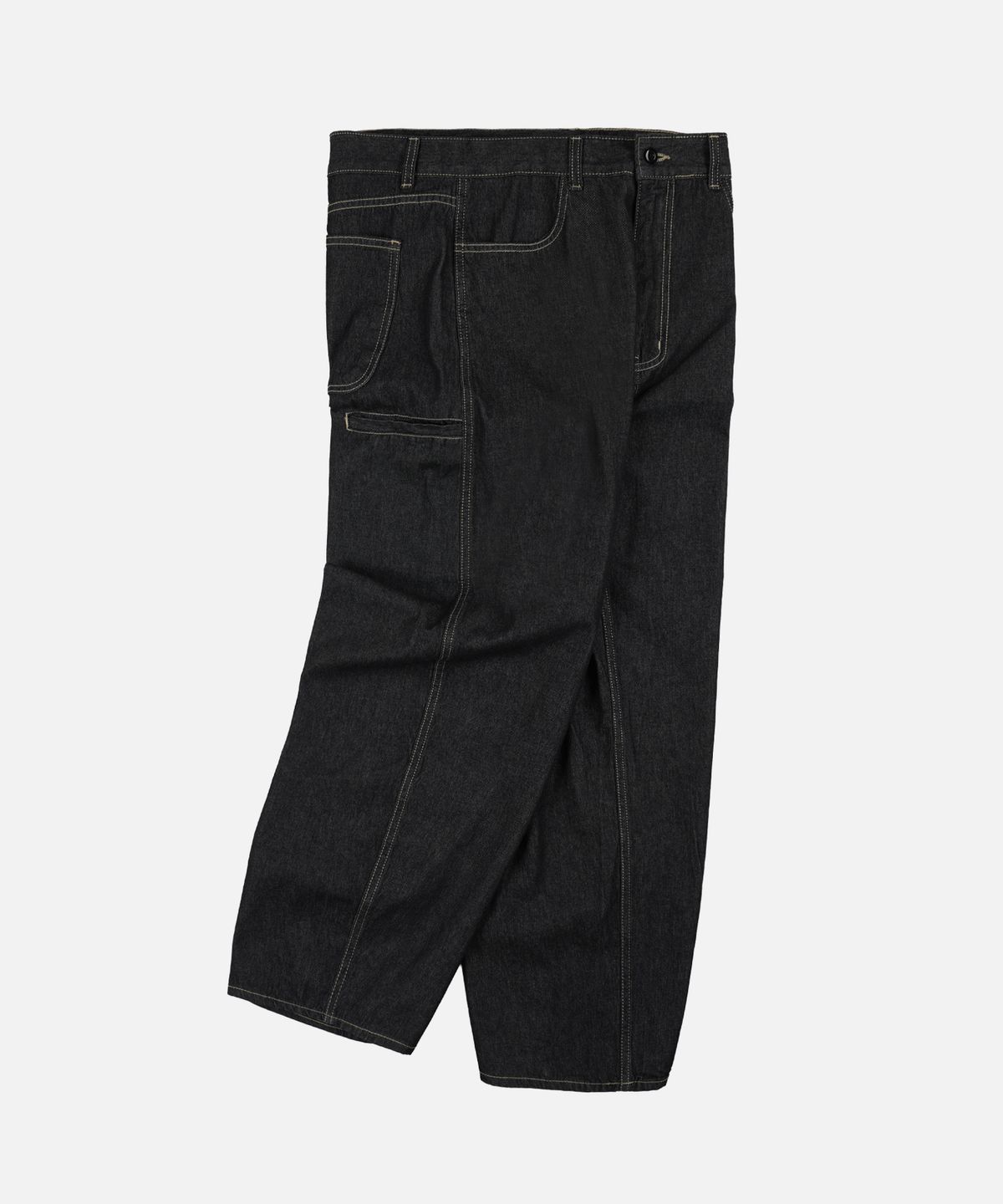 프리즘웍스(FRIZMWORKS) CURVED DENIM PANTS _ BLACK