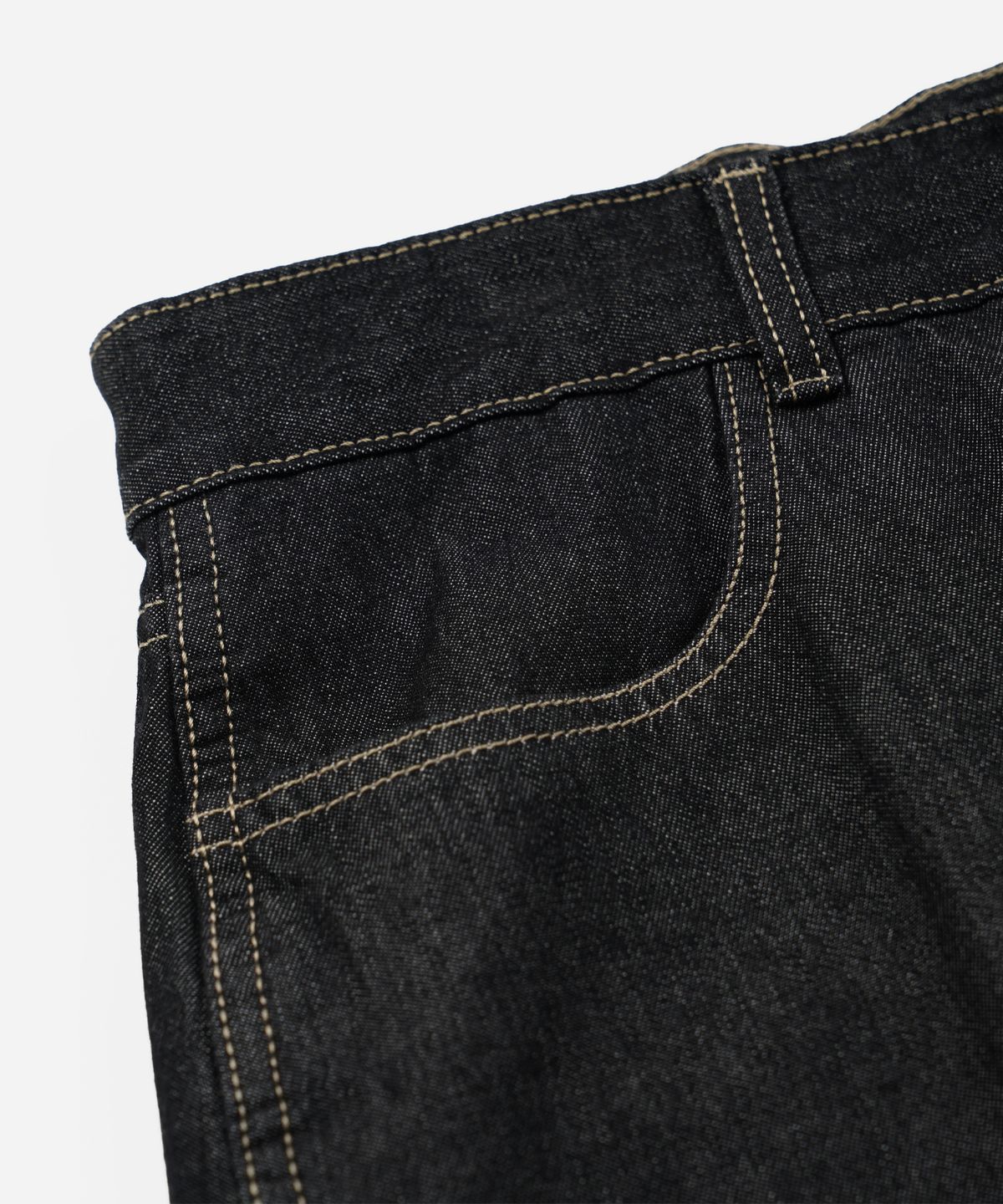 프리즘웍스(FRIZMWORKS) CURVED DENIM PANTS _ BLACK