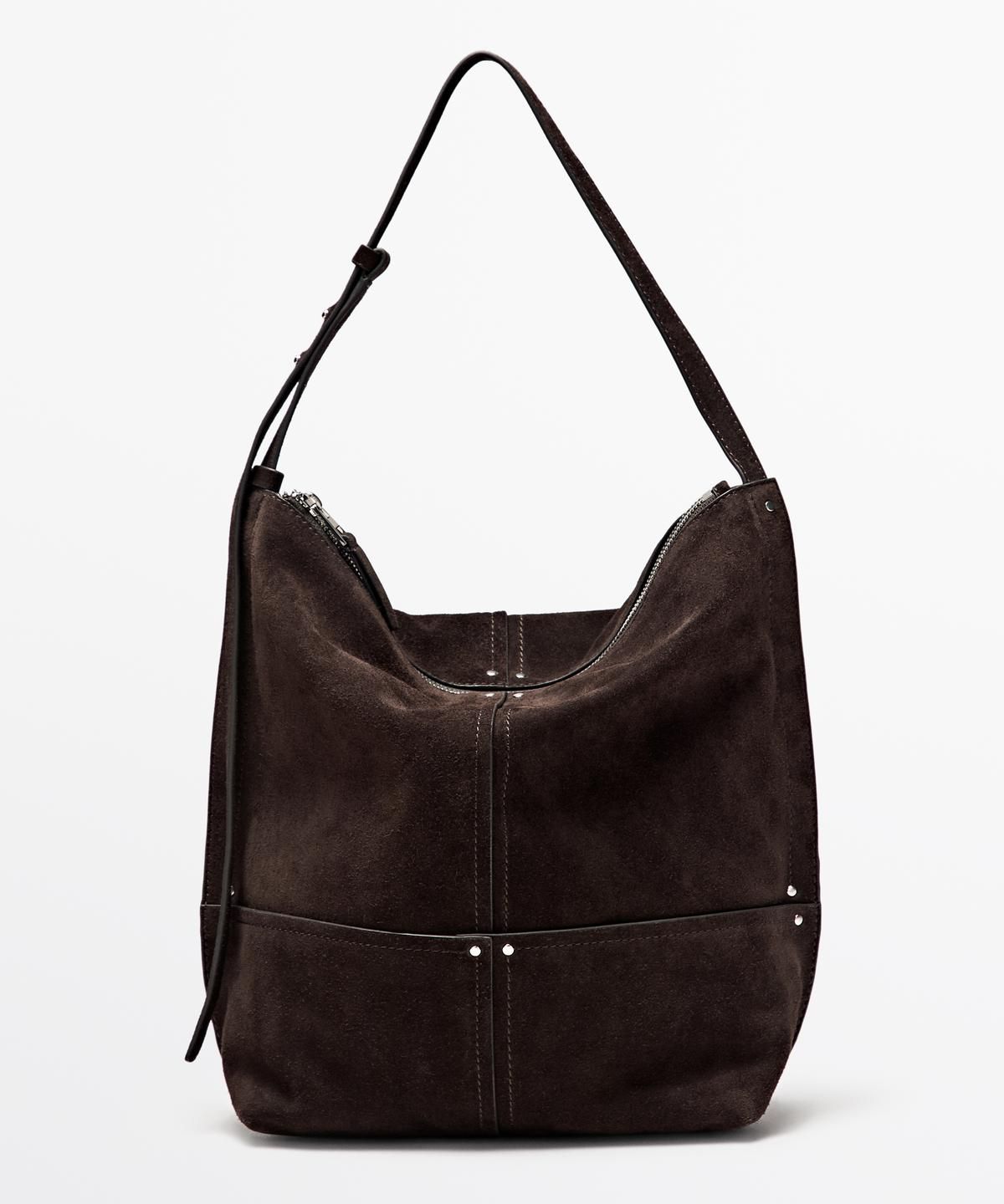 마시모두띠(MASSIMO DUTTI) 스플리트 스웨이드 레더 버킷 백