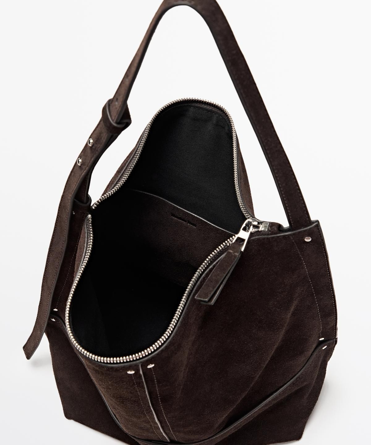 마시모두띠(MASSIMO DUTTI) 스플리트 스웨이드 레더 버킷 백