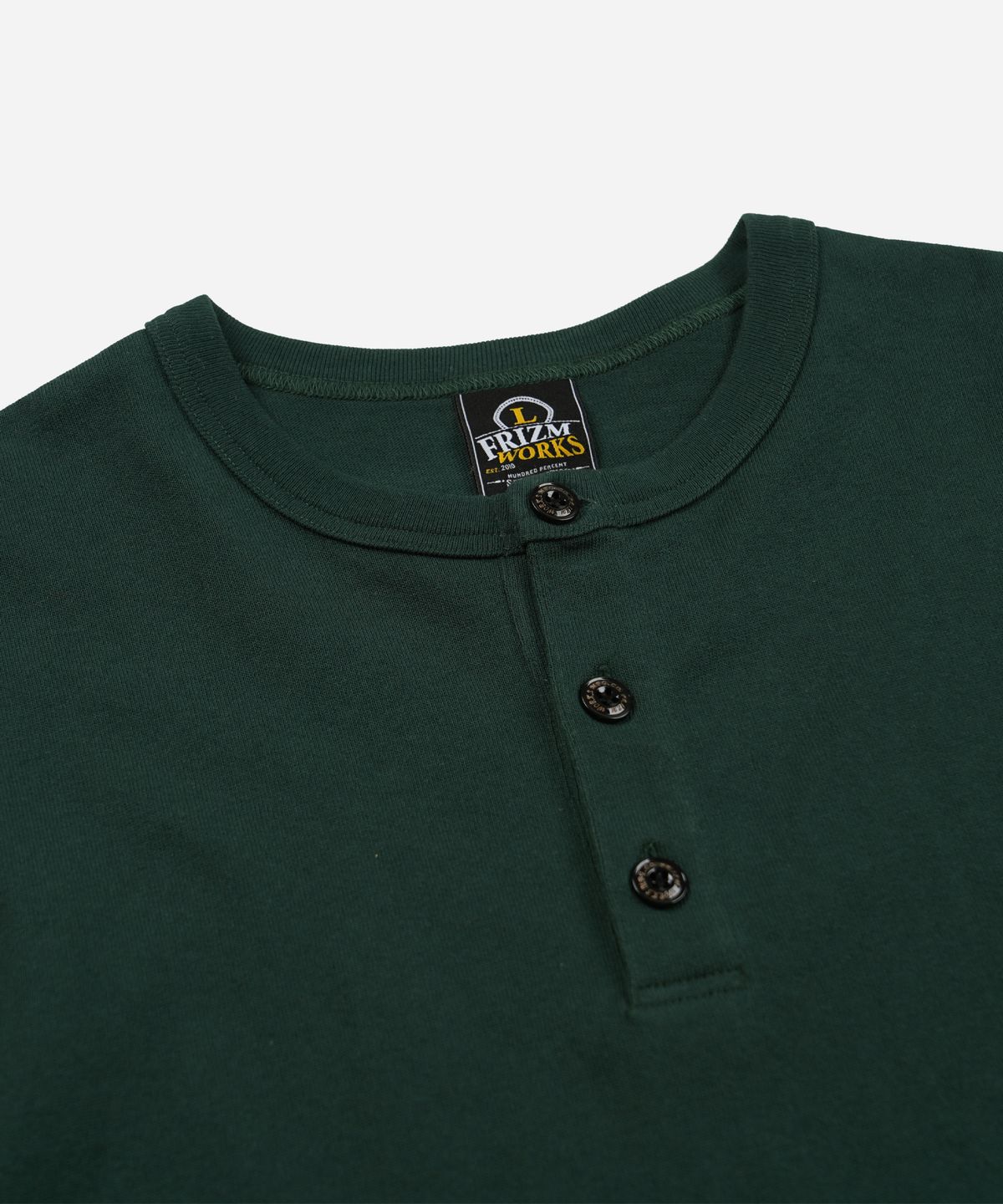 프리즘웍스(FRIZMWORKS) HENLEY NECK HALF TEE _ DARK GREEN