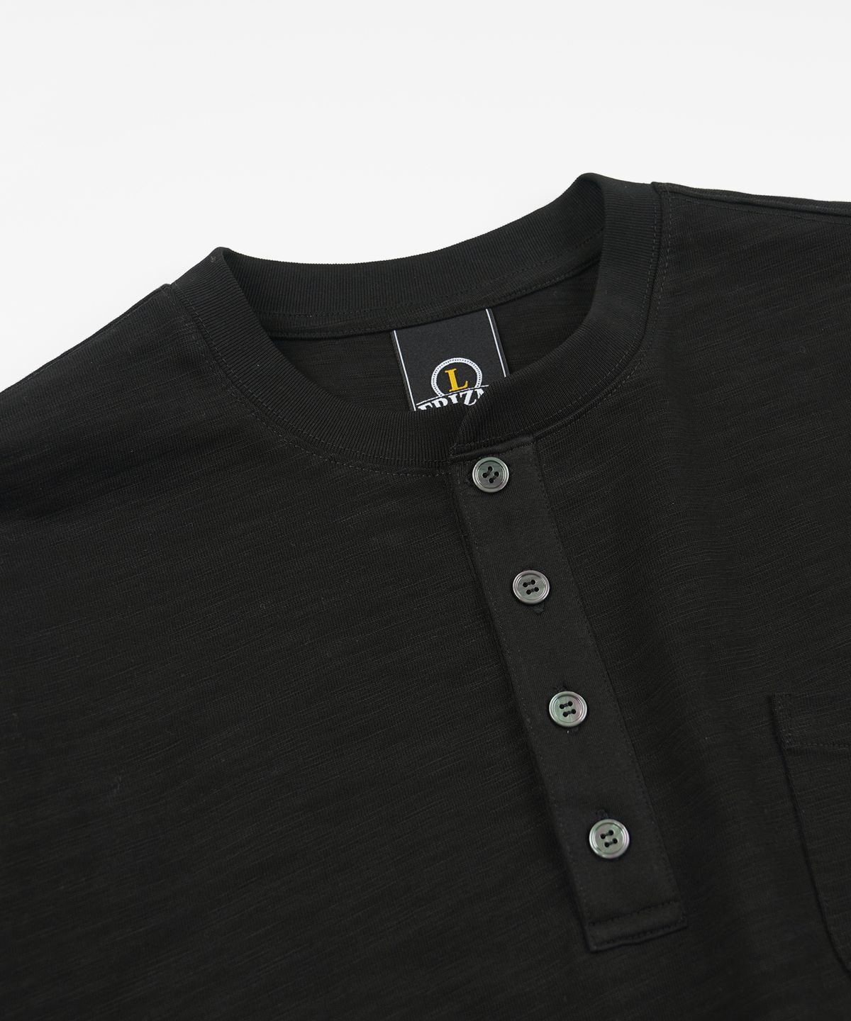 프리즘웍스(FRIZMWORKS) SLUB HENLEY NECK L/S TEE _ BLACK