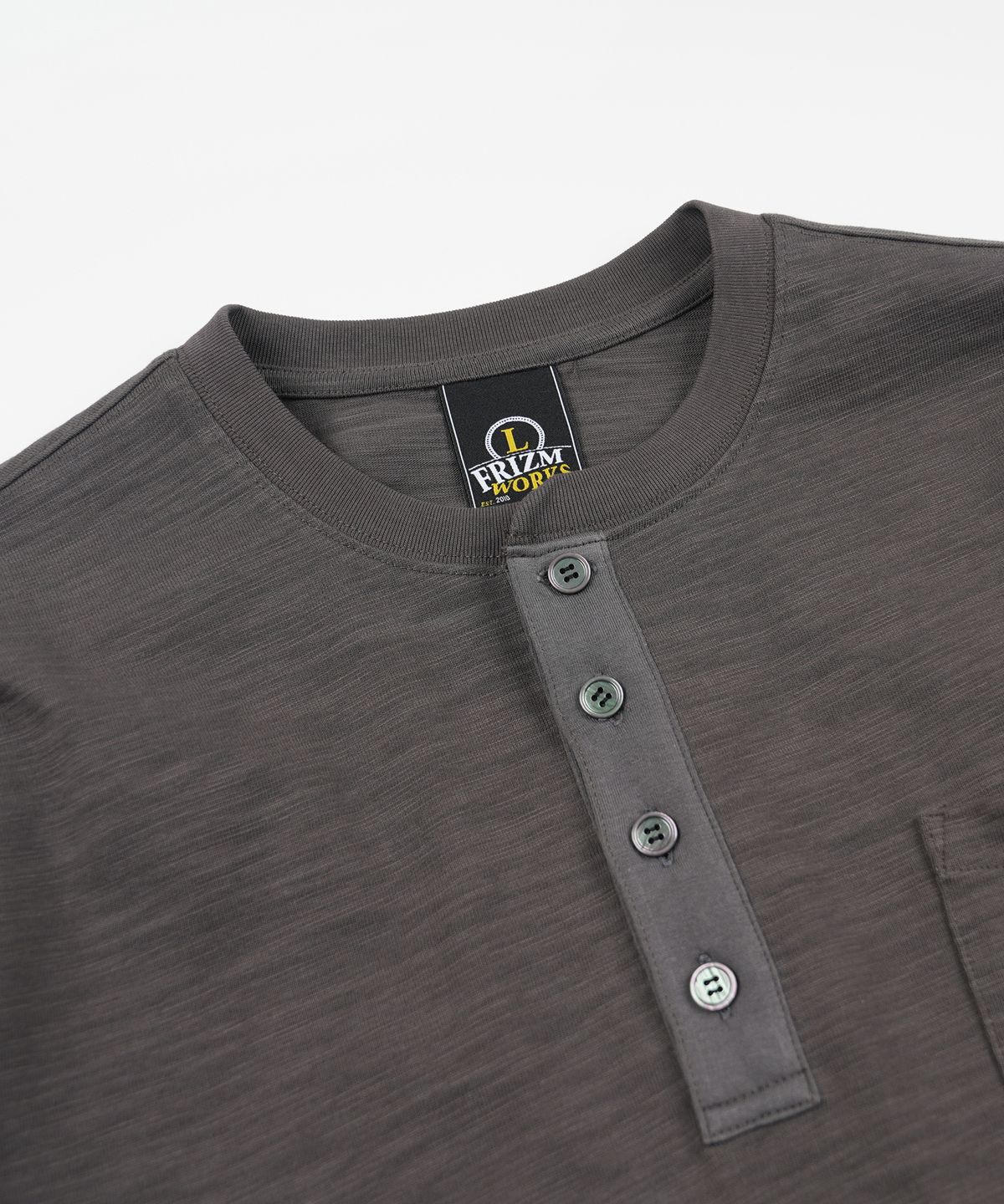프리즘웍스(FRIZMWORKS) SLUB HENLEY NECK L/S TEE _ CHARCOAL