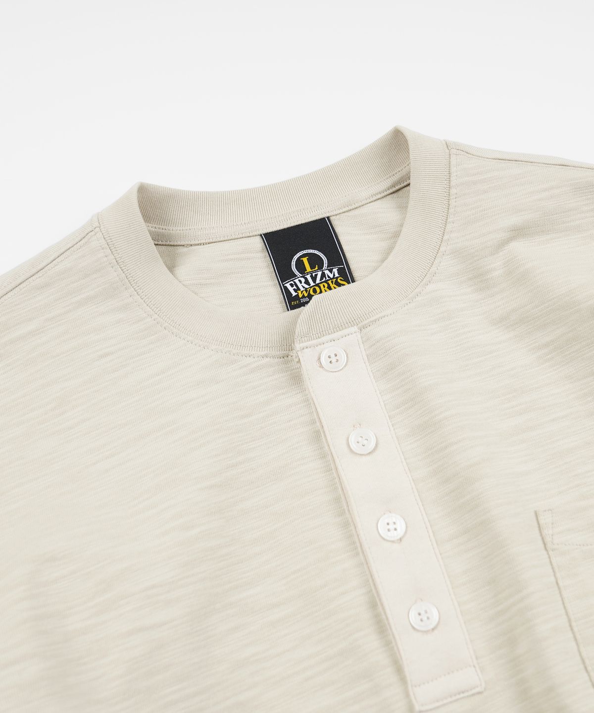 프리즘웍스(FRIZMWORKS) SLUB HENLEY NECK L/S TEE _ KHAKI BEIGE