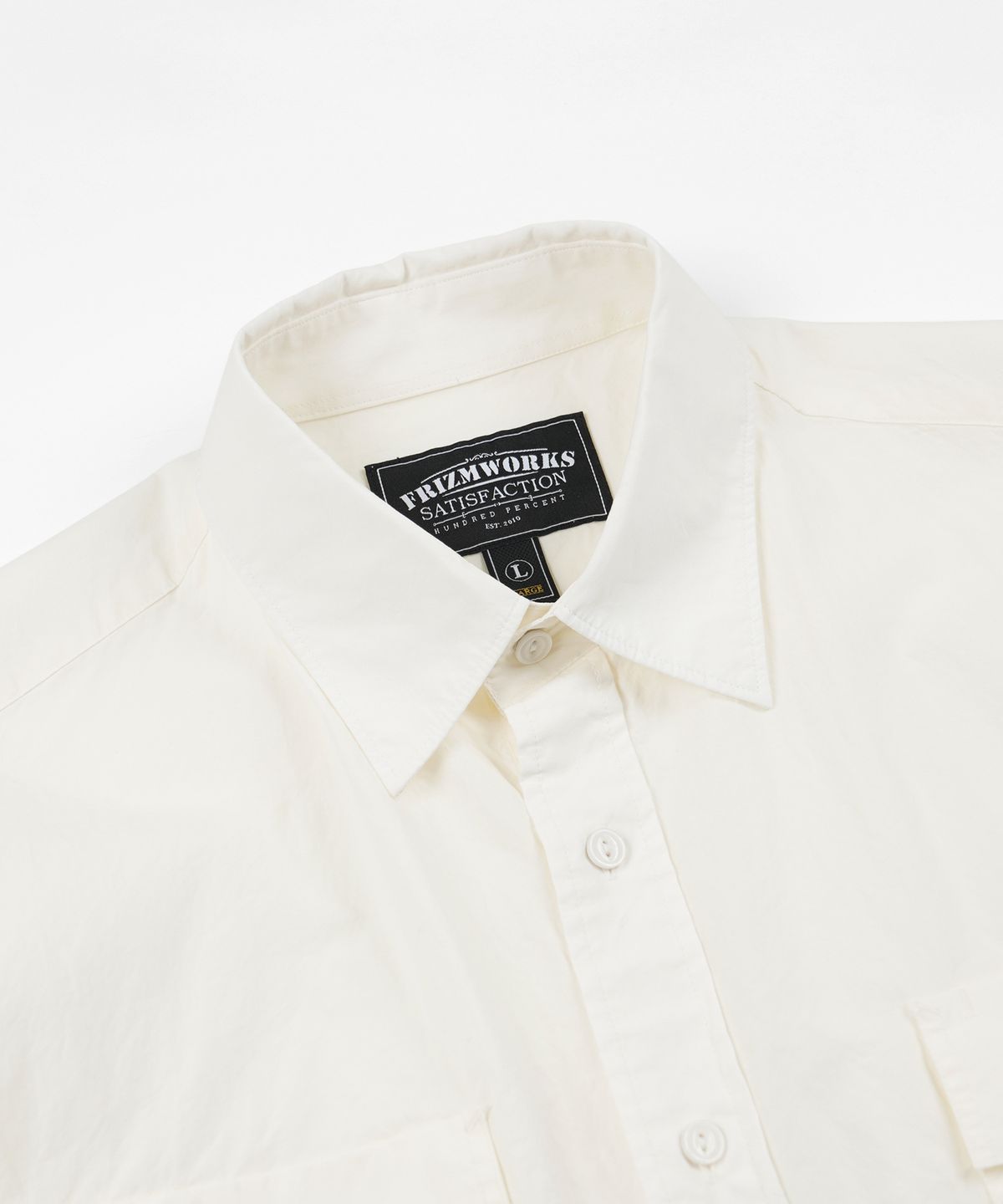 프리즘웍스(FRIZMWORKS) CIGARETTE POCKET TYPEWRITER SHIRT _ BUTTER