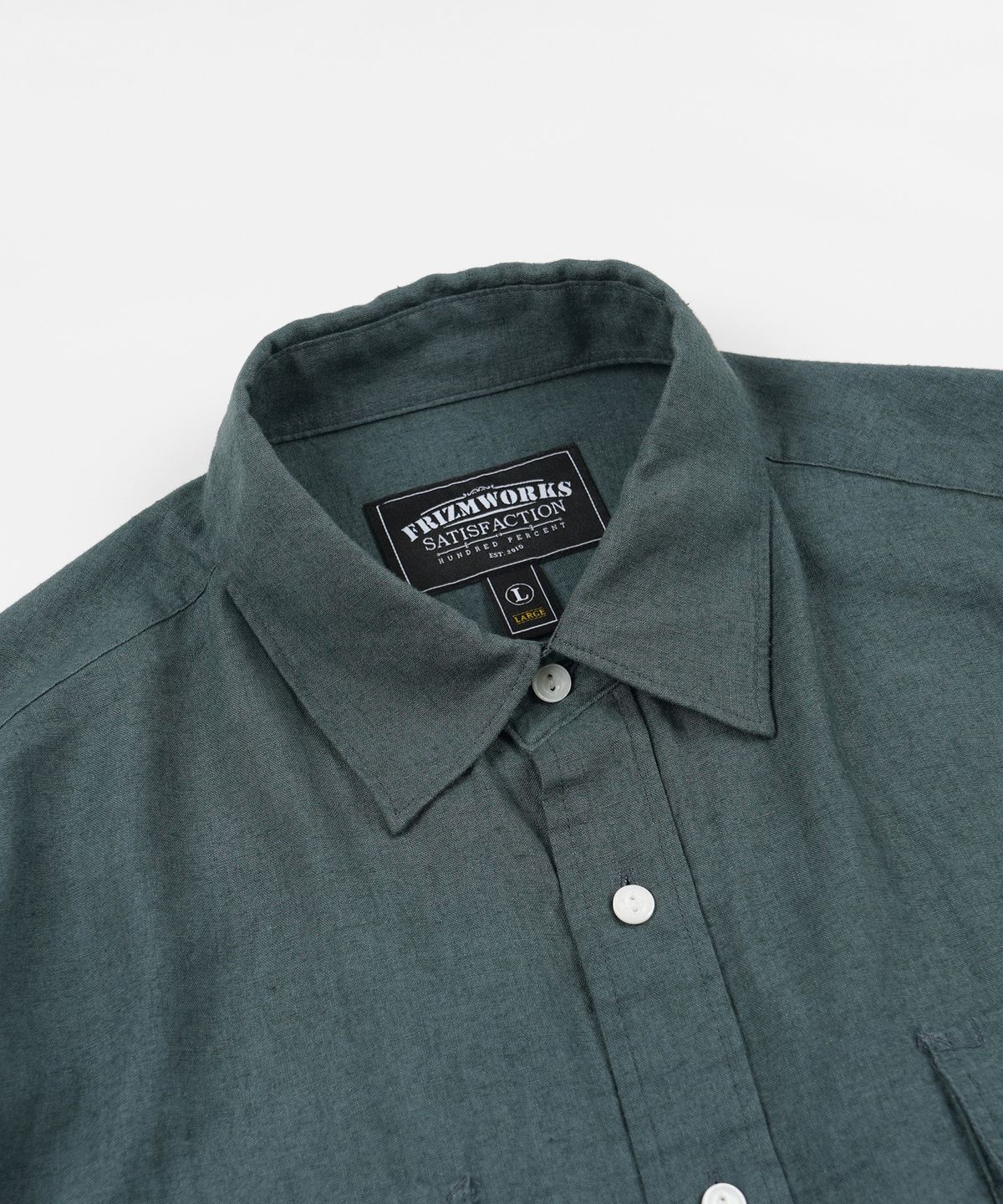프리즘웍스(FRIZMWORKS) CIGARETTE POCKET LINEN RAYON SHIRT _ TEAL