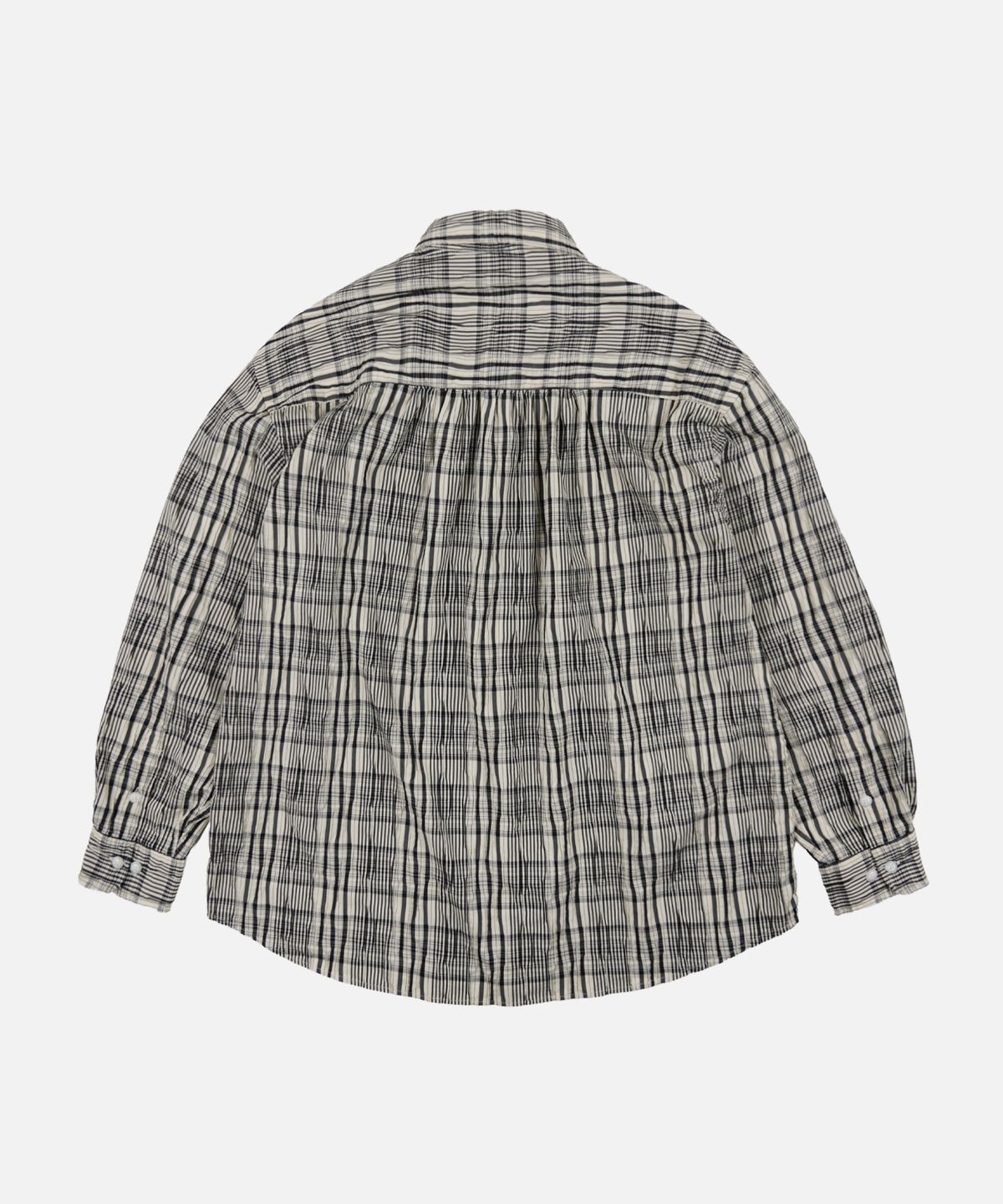 프리즘웍스(FRIZMWORKS) GATHERED CHECK SHIRT _ BLACK