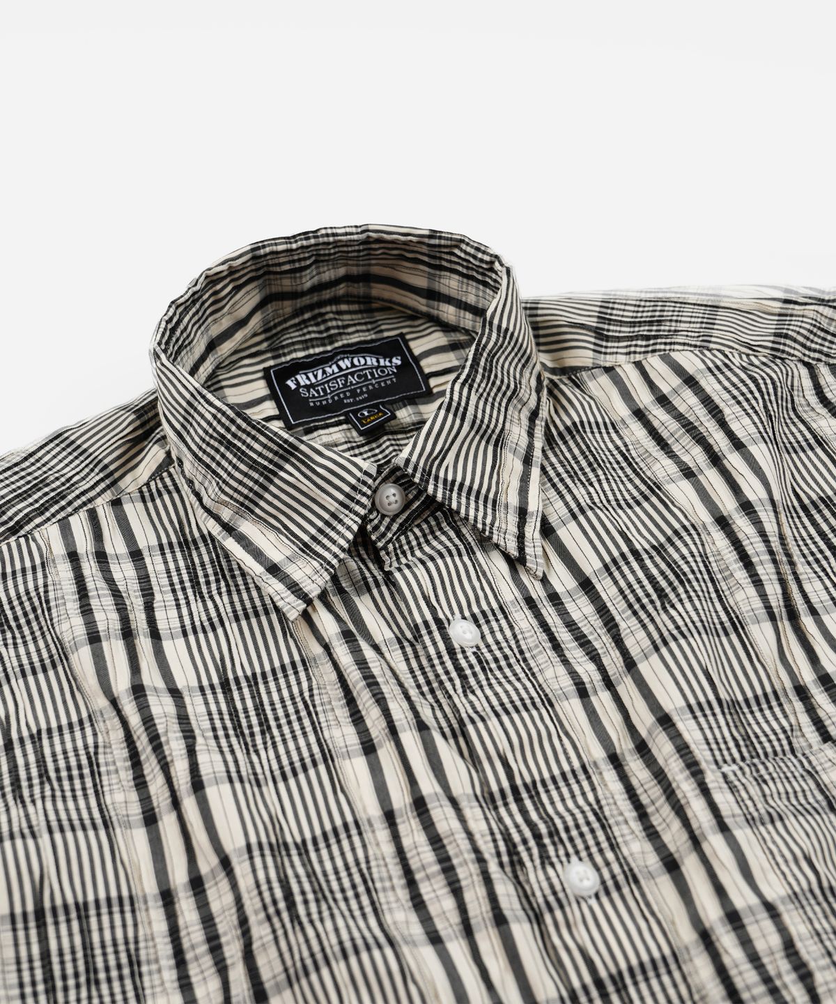 프리즘웍스(FRIZMWORKS) GATHERED CHECK SHIRT _ BLACK