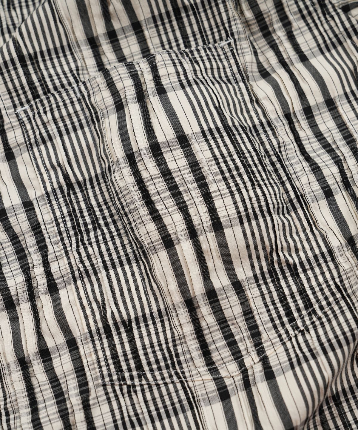 프리즘웍스(FRIZMWORKS) GATHERED CHECK SHIRT _ BLACK