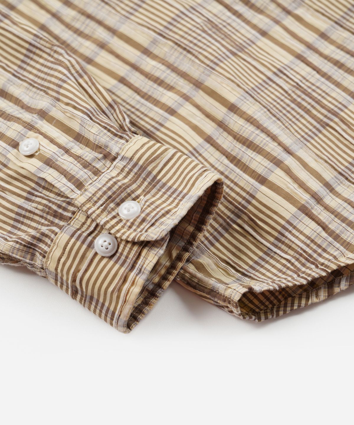 프리즘웍스(FRIZMWORKS) GATHERED CHECK SHIRT _ BEIGE
