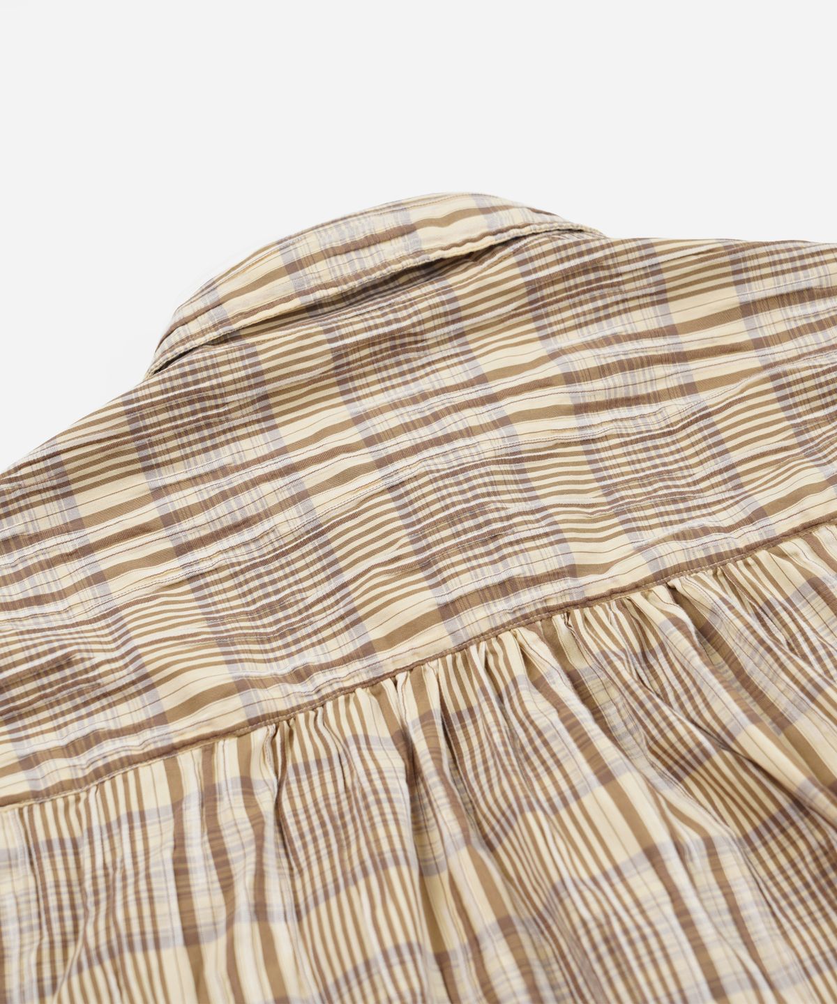 프리즘웍스(FRIZMWORKS) GATHERED CHECK SHIRT _ BEIGE
