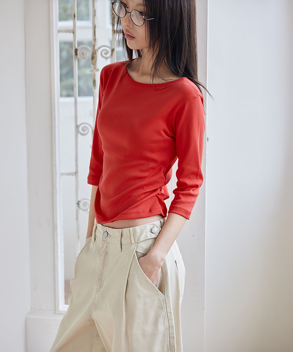 런던다다(LONDONDADA) 3/4 Sleeve Boat-Neck Tee, 4colors