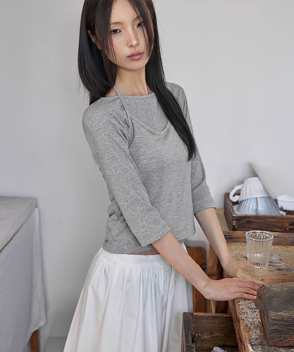 런던다다(LONDONDADA) 3/4 Sleeve Boat-Neck Tee, 4colors