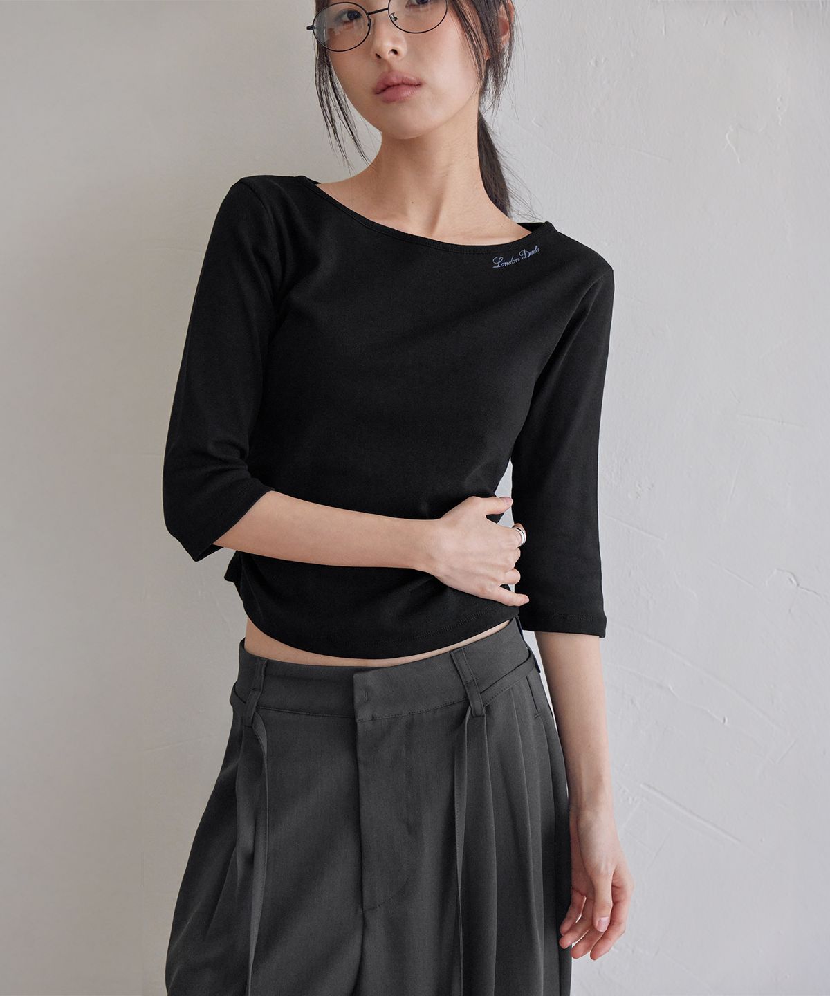 런던다다(LONDONDADA) 3/4 Sleeve Boat-Neck Tee, 4colors