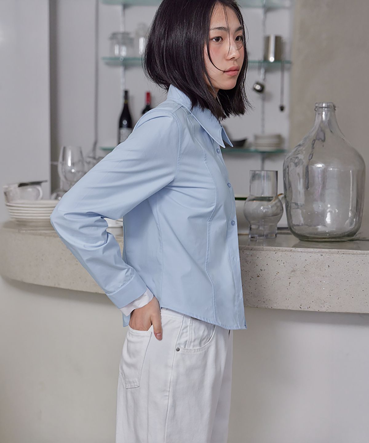 런던다다(LONDONDADA) Slim Line Layerd Shirt, 2colors