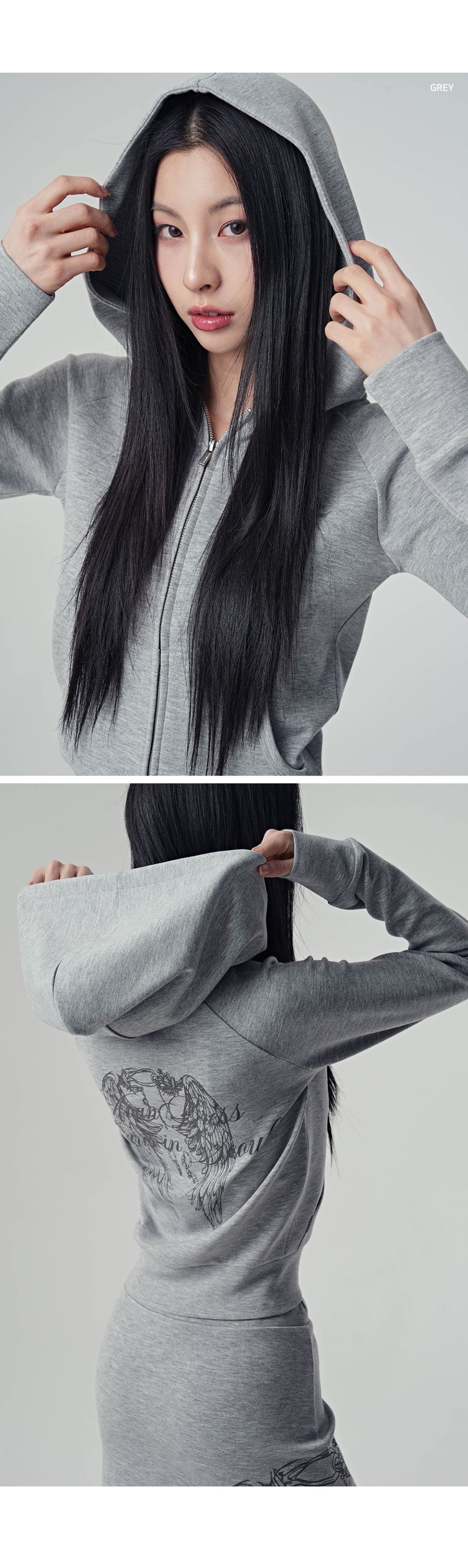 MUSINSA | AVANDRESS Dark Wing Crop Hoodie Zip-Up_2Colors