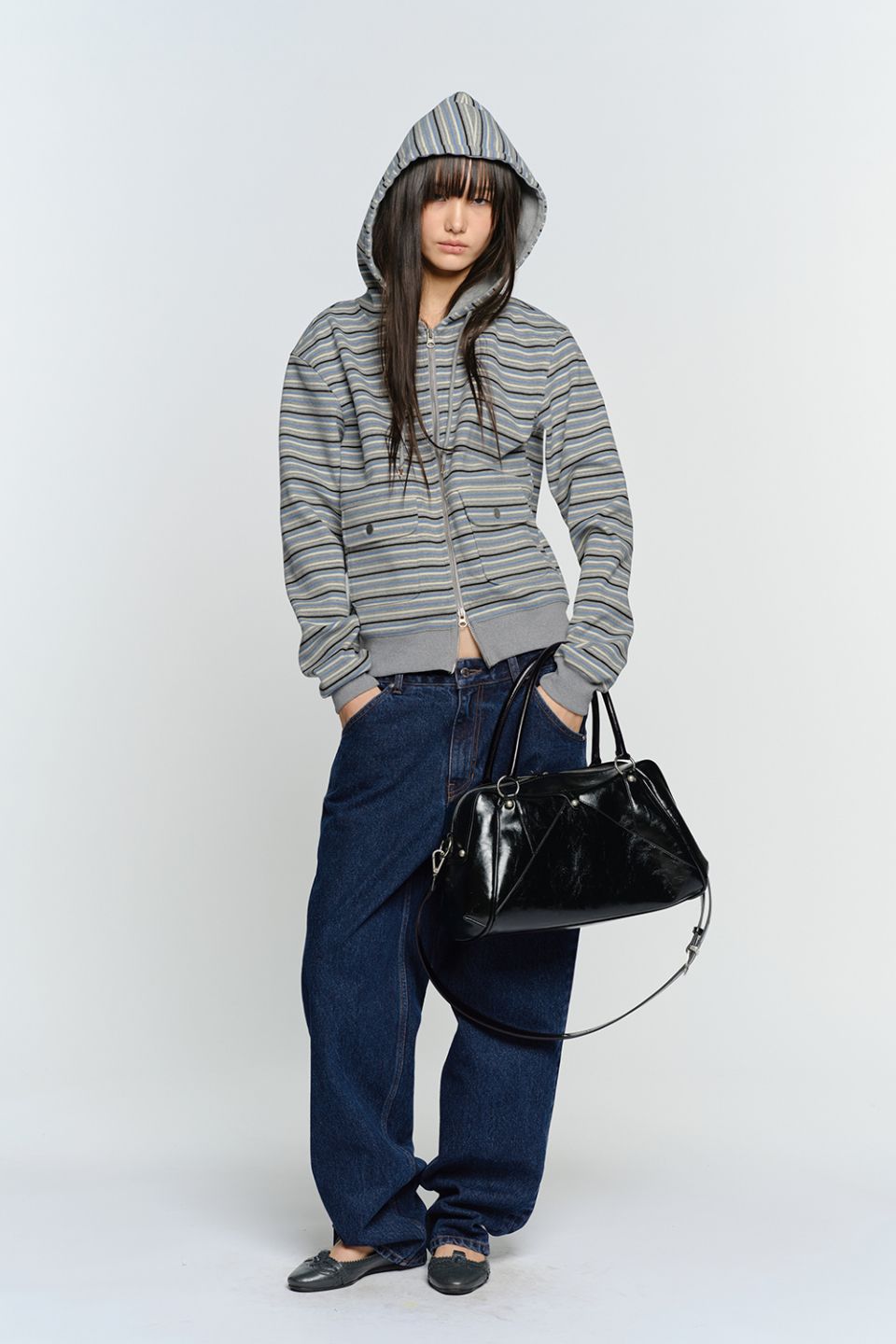 MUSINSA | SUNBURNPROJECT STRIPE FLAP POCKET HOODIE ZIP-UP, GRAY
