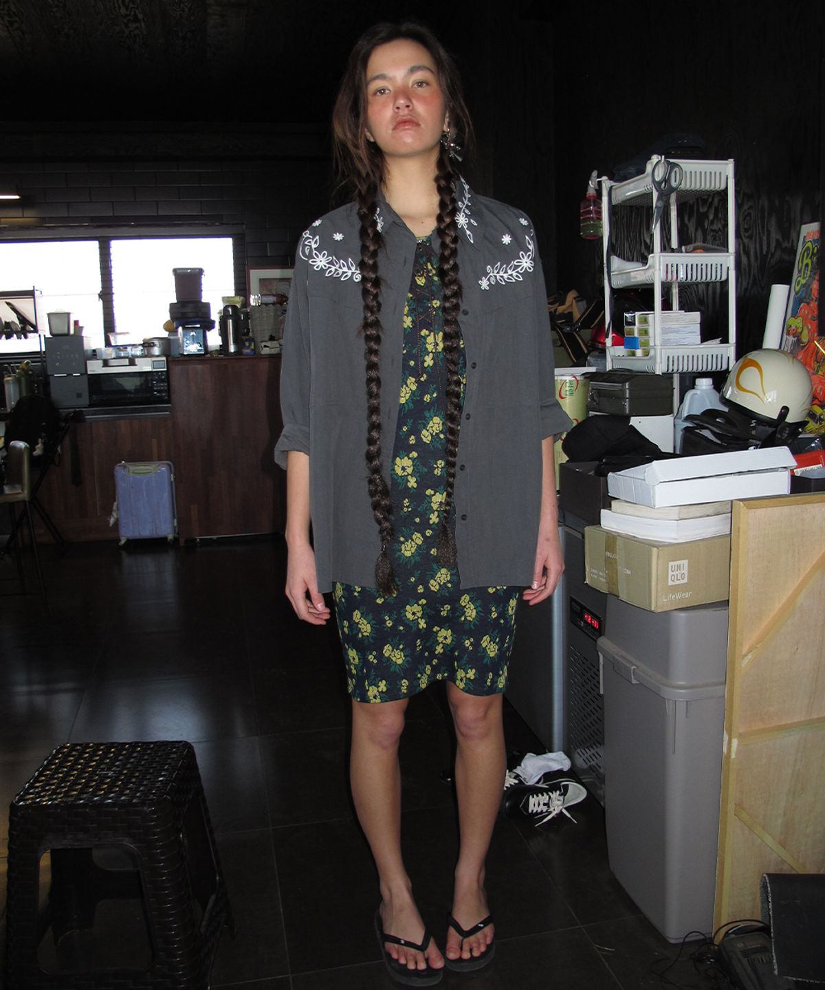 센토르(CENTAUR.KR) LACE-UP FLOWER KNIT ONEPIECE_NAVY