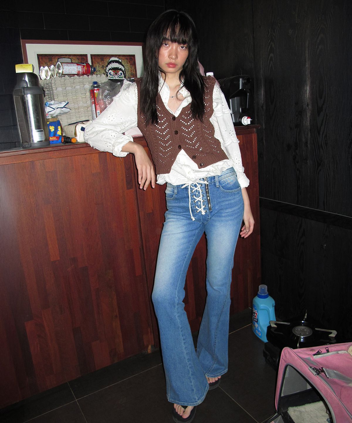 센토르(CENTAUR.KR) BB FLOWER KNIT VEST_BROWN