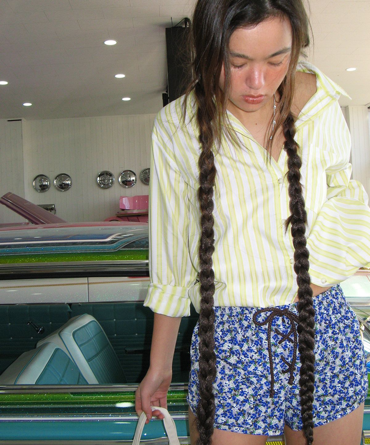 센토르(CENTAUR.KR) LACE-UP FLOWER GARDEN SHORTS_BLUE