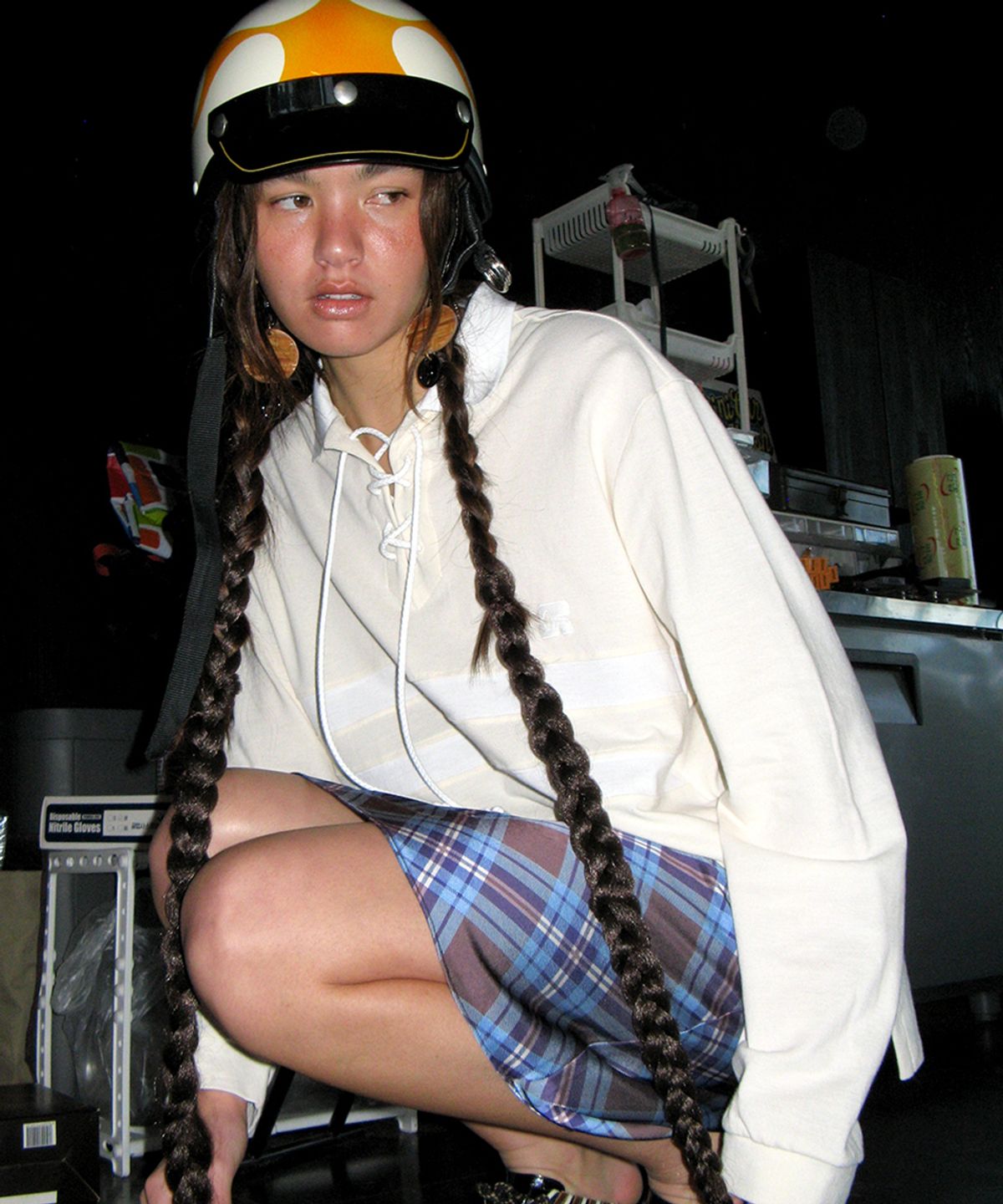 센토르(CENTAUR.KR) LACE-UP STRIPE COLLAR T-SHIRT_IVORY