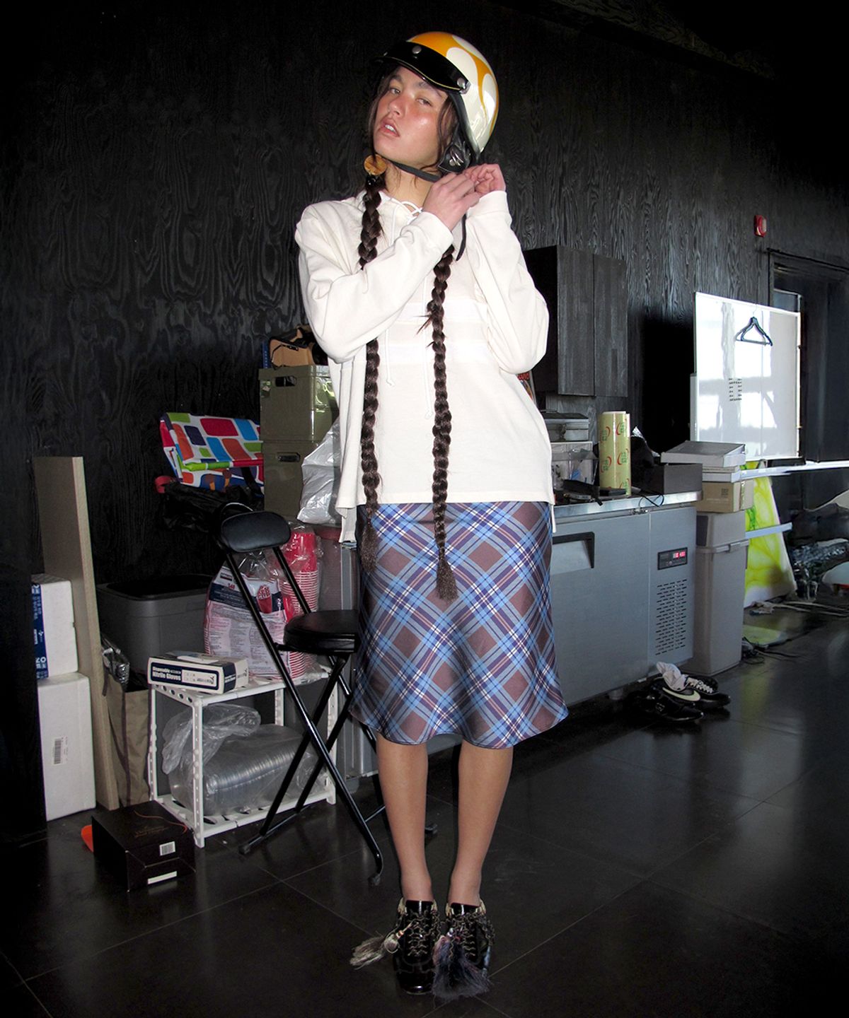 센토르(CENTAUR.KR) TARTAN CHECK MIDI SKIRT_BROWN