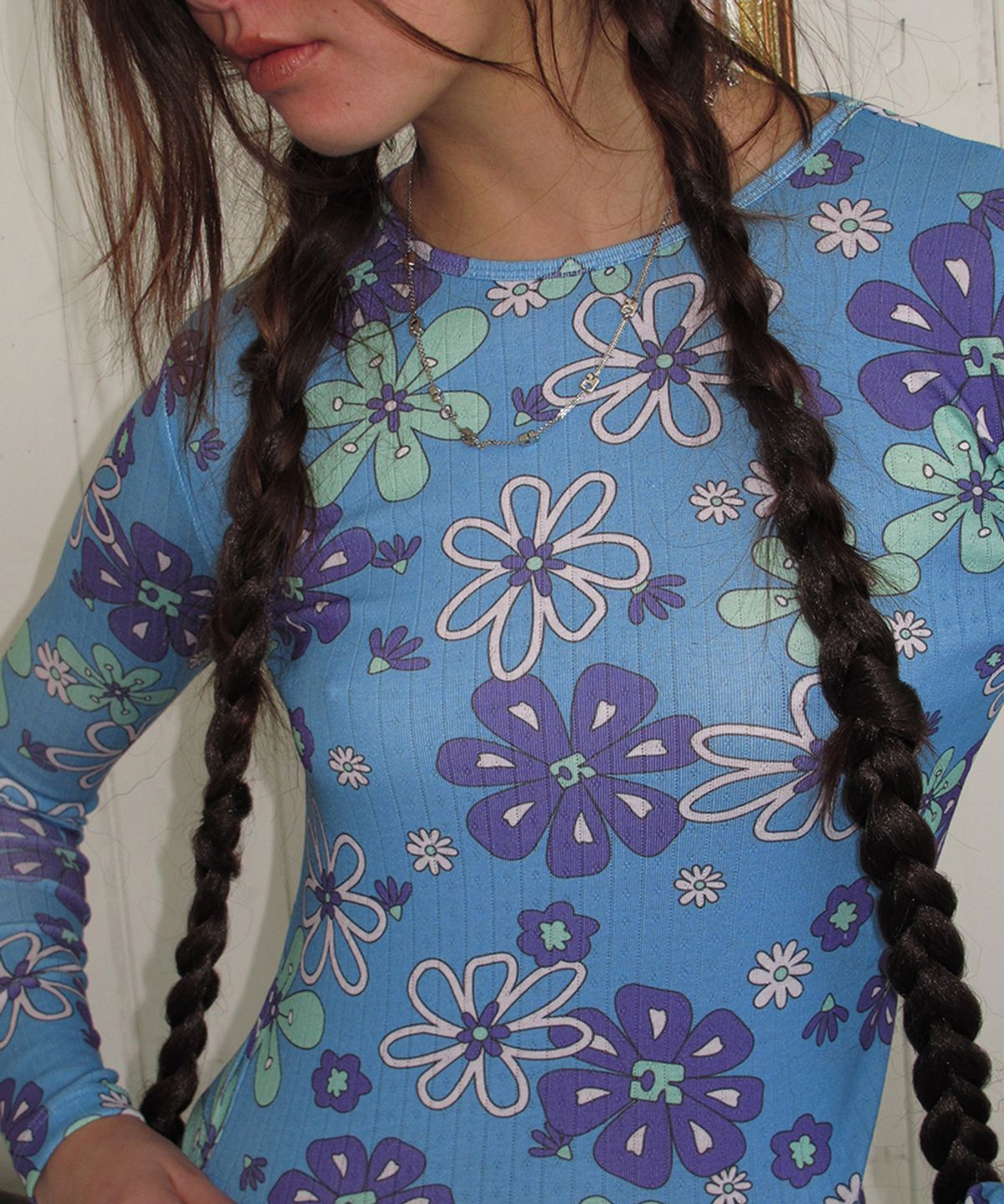 센토르(CENTAUR.KR) LUCKY FLOWER KNIT T-SHIRTS_SKY BLUE