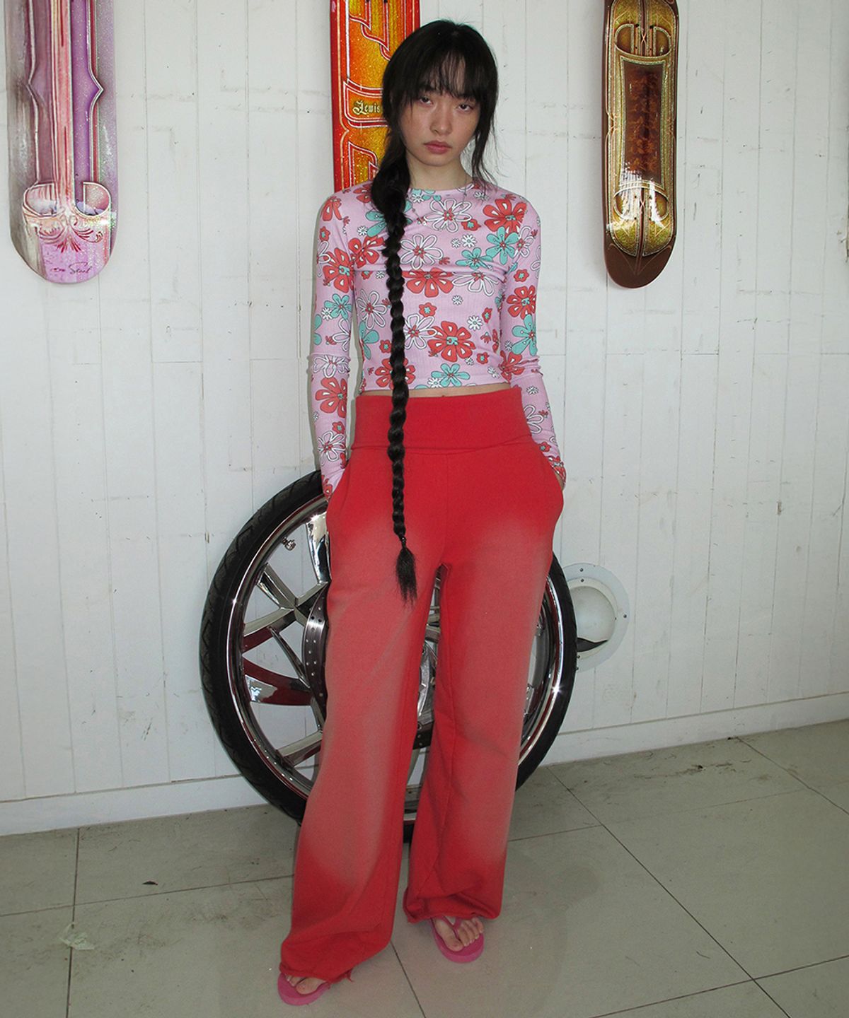 센토르(CENTAUR.KR) LUCKY FLOWER KNIT T-SHIRTS_PINK
